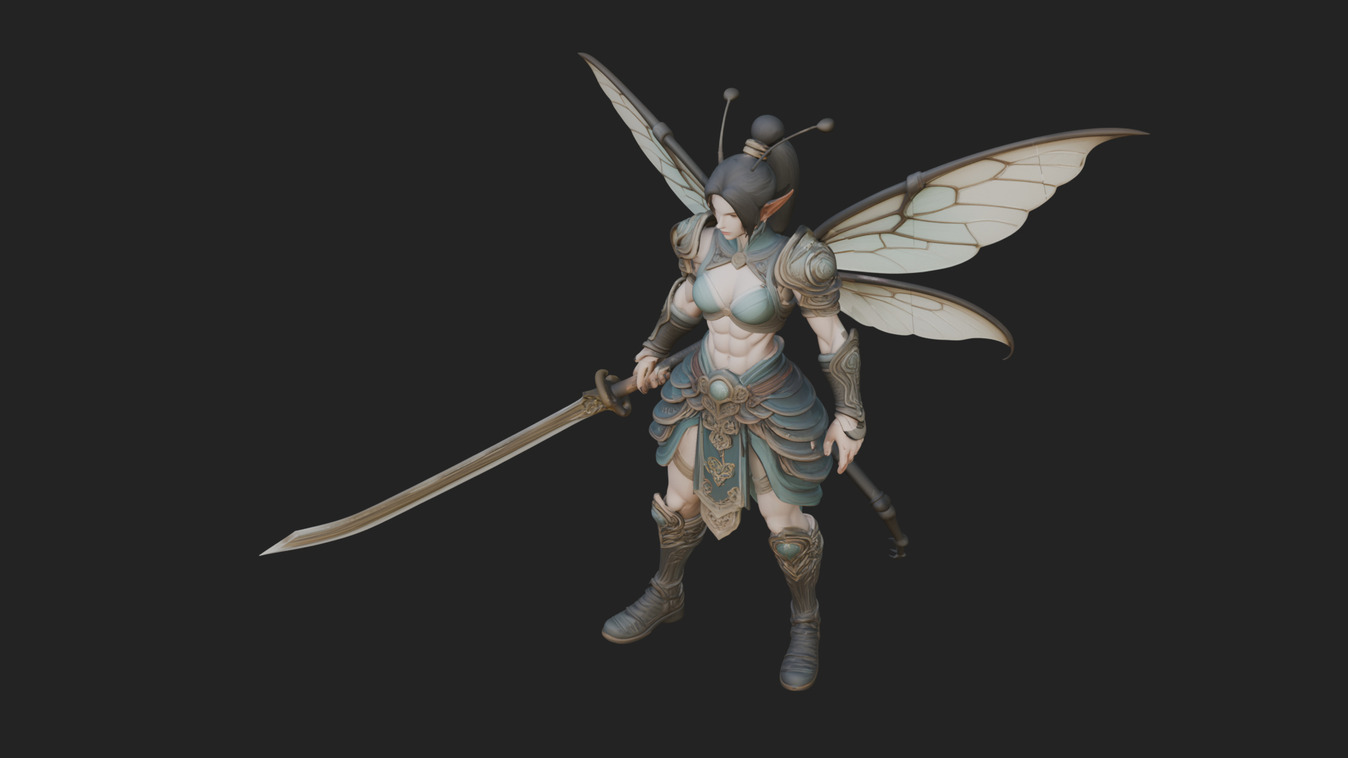 Butterfly Wing Fairy Statue Design 7 3D Print Model 3D Model