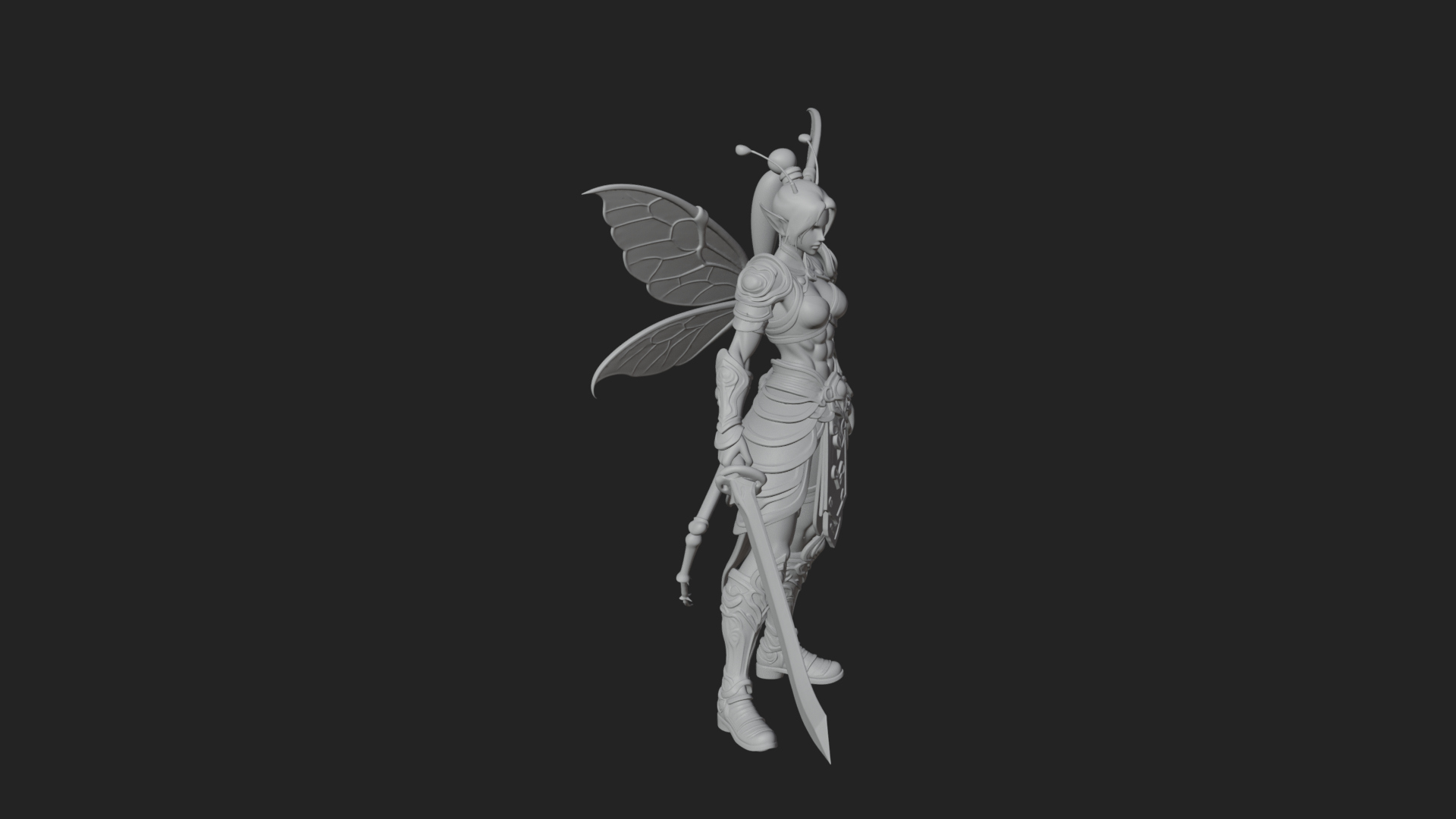 Butterfly Wing Fairy Statue Design 7 3D Print Model 3D Model