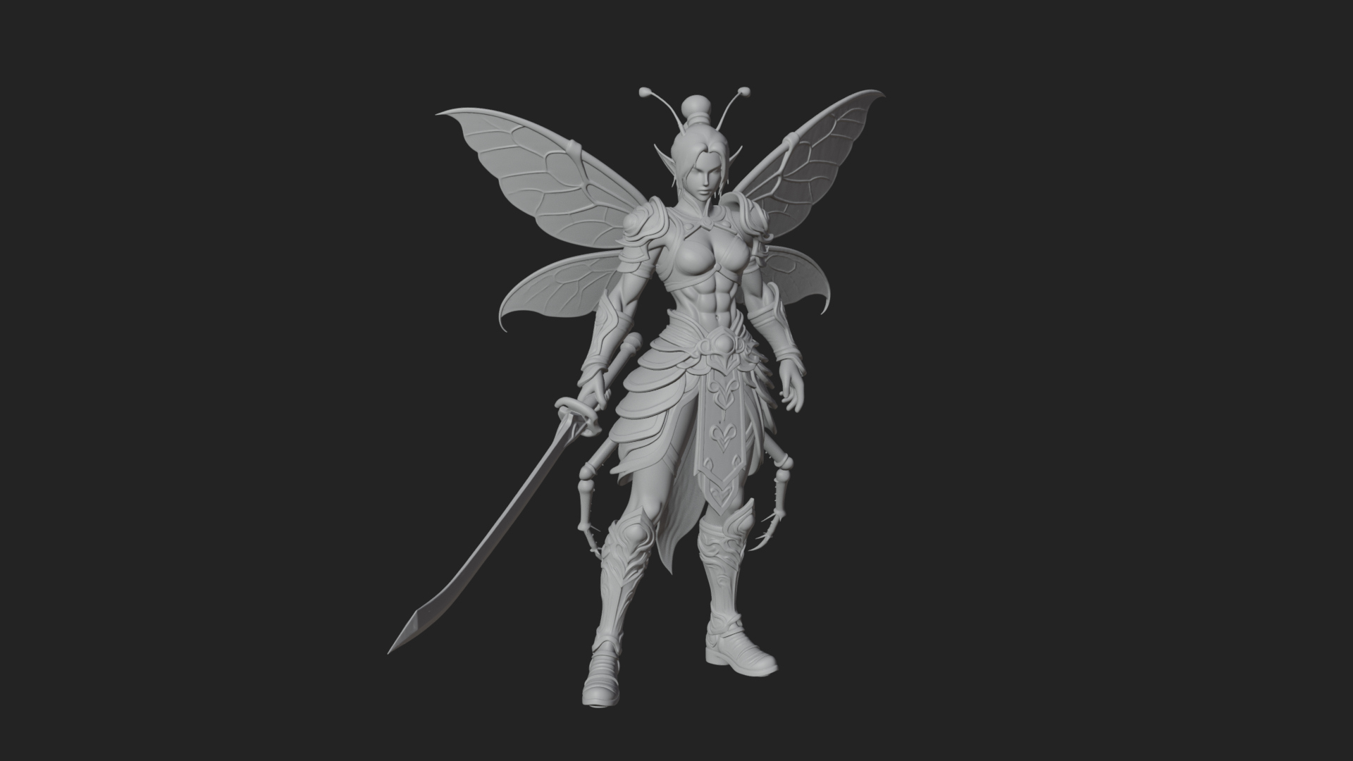 Butterfly Wing Fairy Statue Design 7 3D Print Model 3D Model