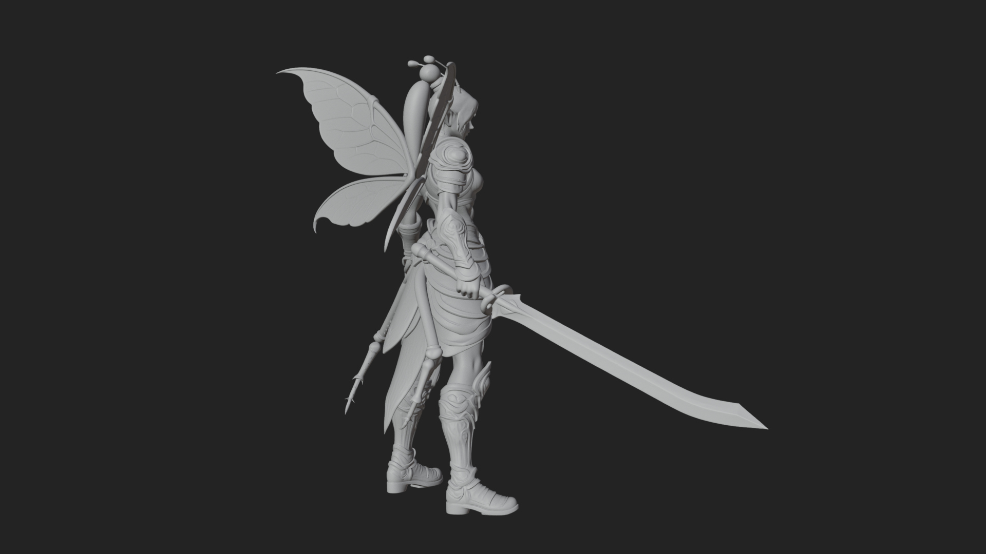 Butterfly Wing Fairy Statue Design 7 3D Print Model 3D Model
