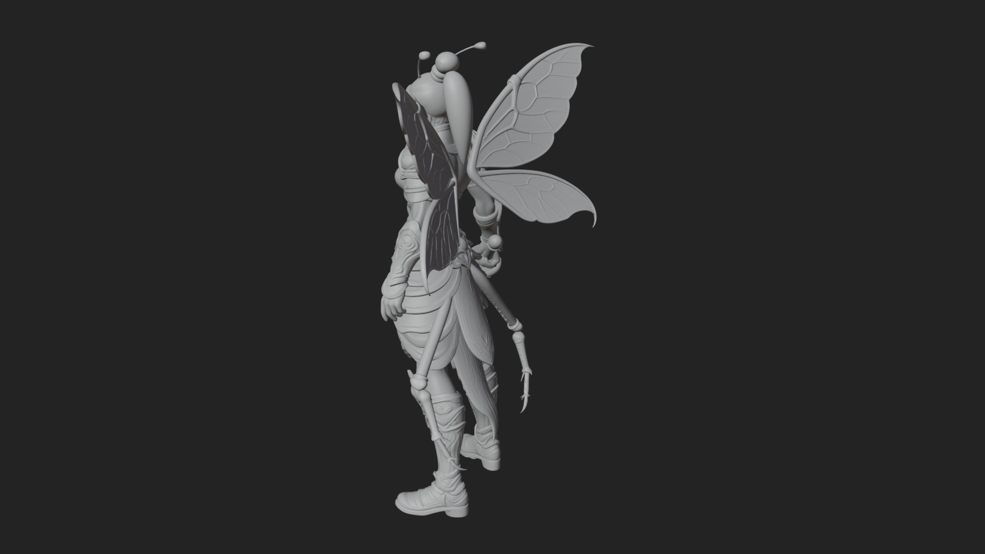 Butterfly Wing Fairy Statue Design 7 3D Print Model 3D Model