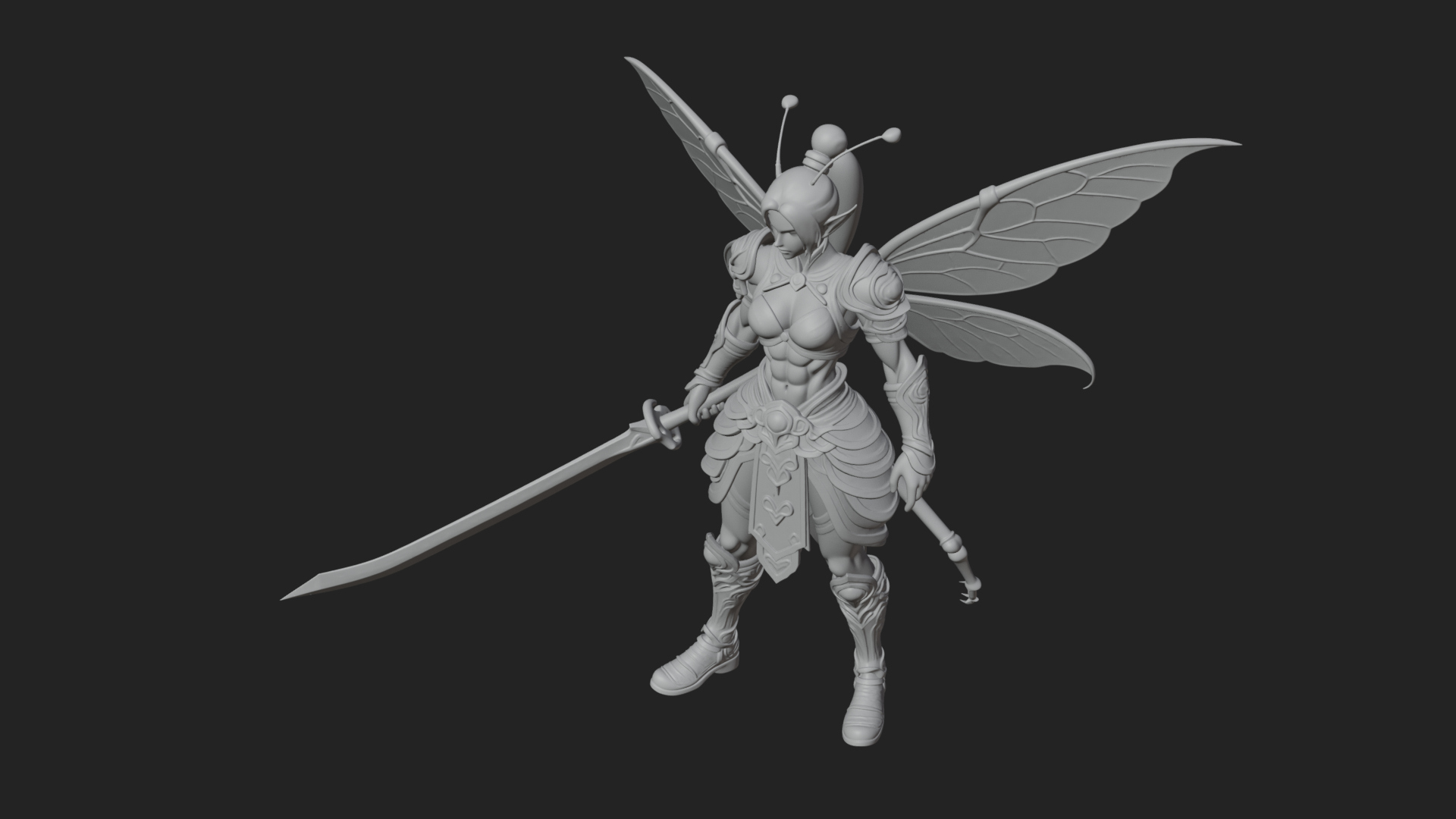 Butterfly Wing Fairy Statue Design 7 3D Print Model 3D Model