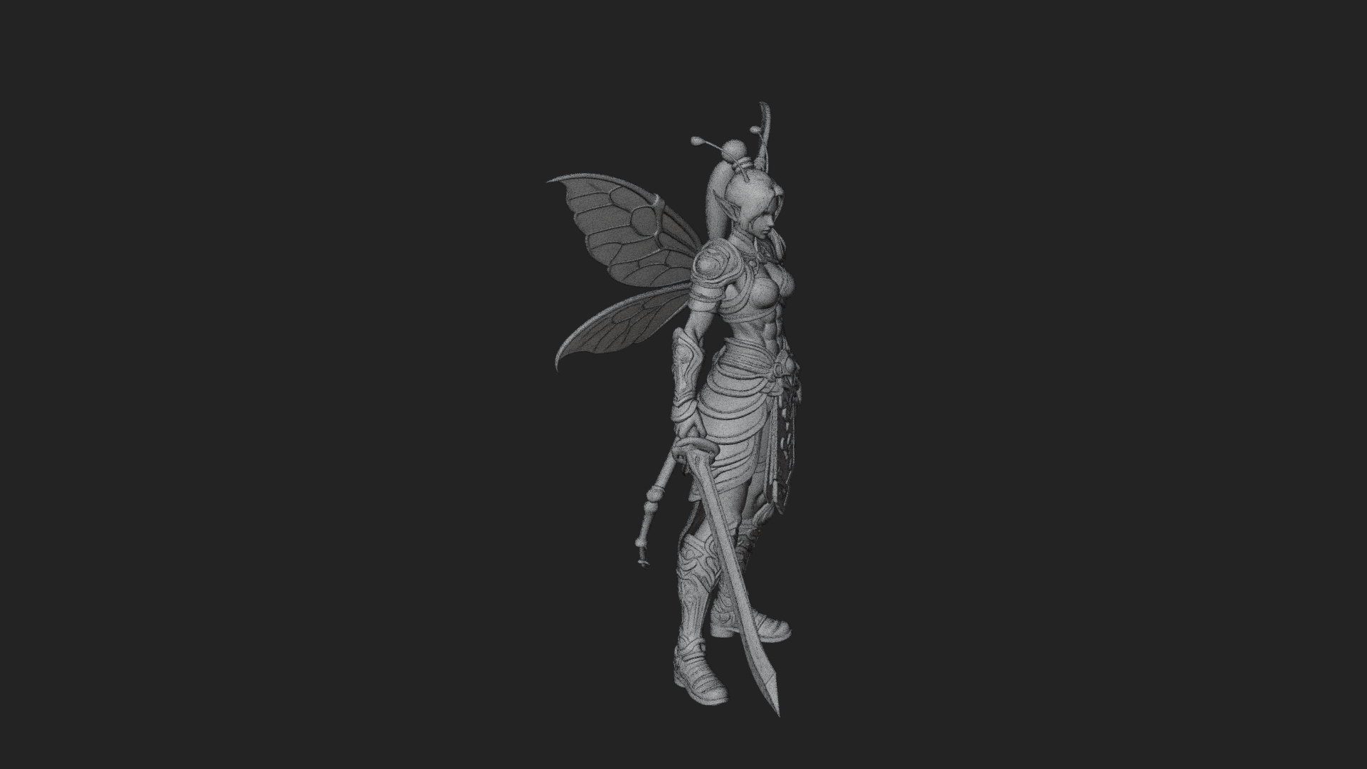 Butterfly Wing Fairy Statue Design 7 3D Print Model 3D Model