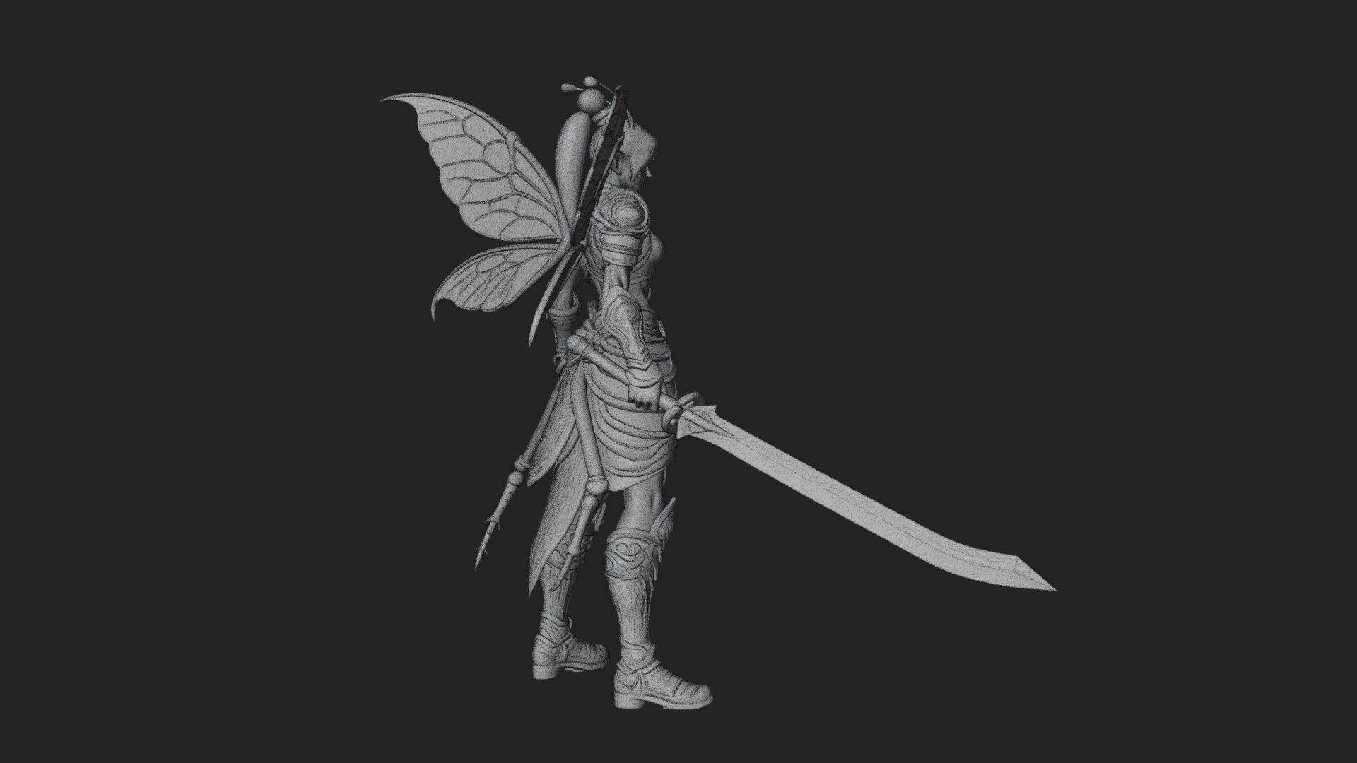 Butterfly Wing Fairy Statue Design 7 3D Print Model 3D Model