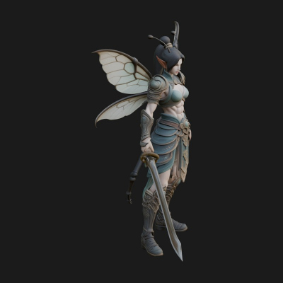 Butterfly Wing Fairy Statue Design 7 3D Print Model