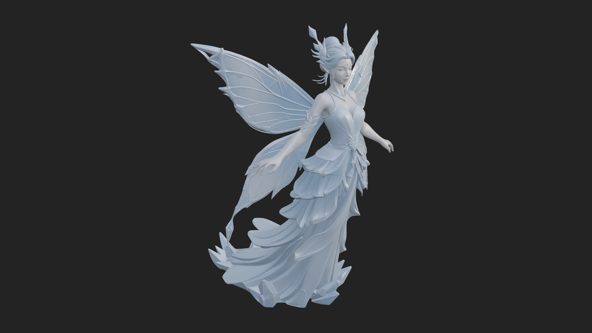 Butterfly Wing Fairy Statue Design 8 3D Print Model 3D Model