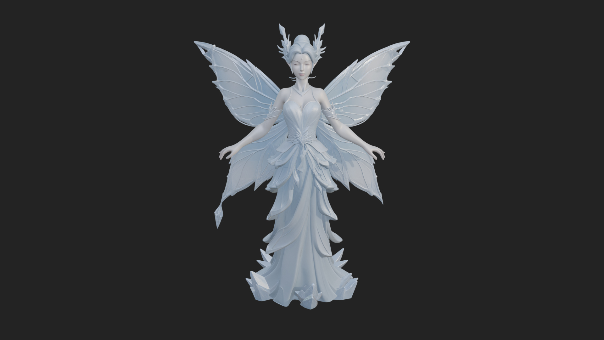 Butterfly Wing Fairy Statue Design 8 3D Print Model 3D Model