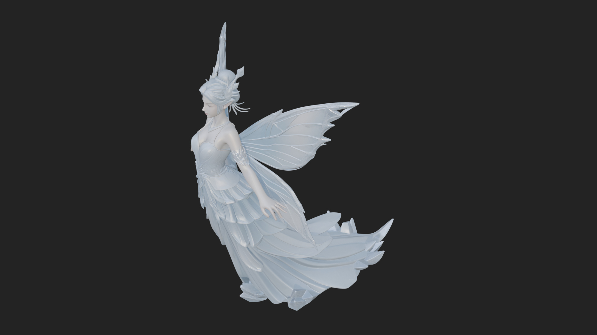 Butterfly Wing Fairy Statue Design 8 3D Print Model 3D Model