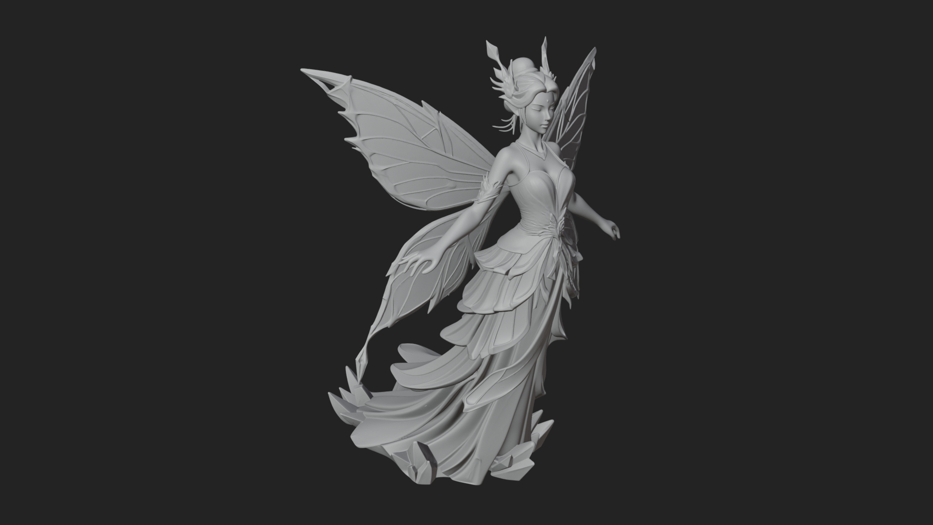 Butterfly Wing Fairy Statue Design 8 3D Print Model 3D Model