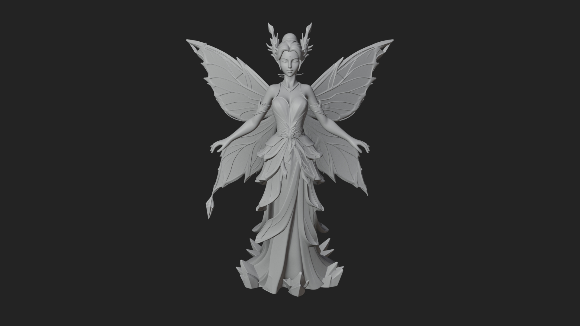 Butterfly Wing Fairy Statue Design 8 3D Print Model 3D Model