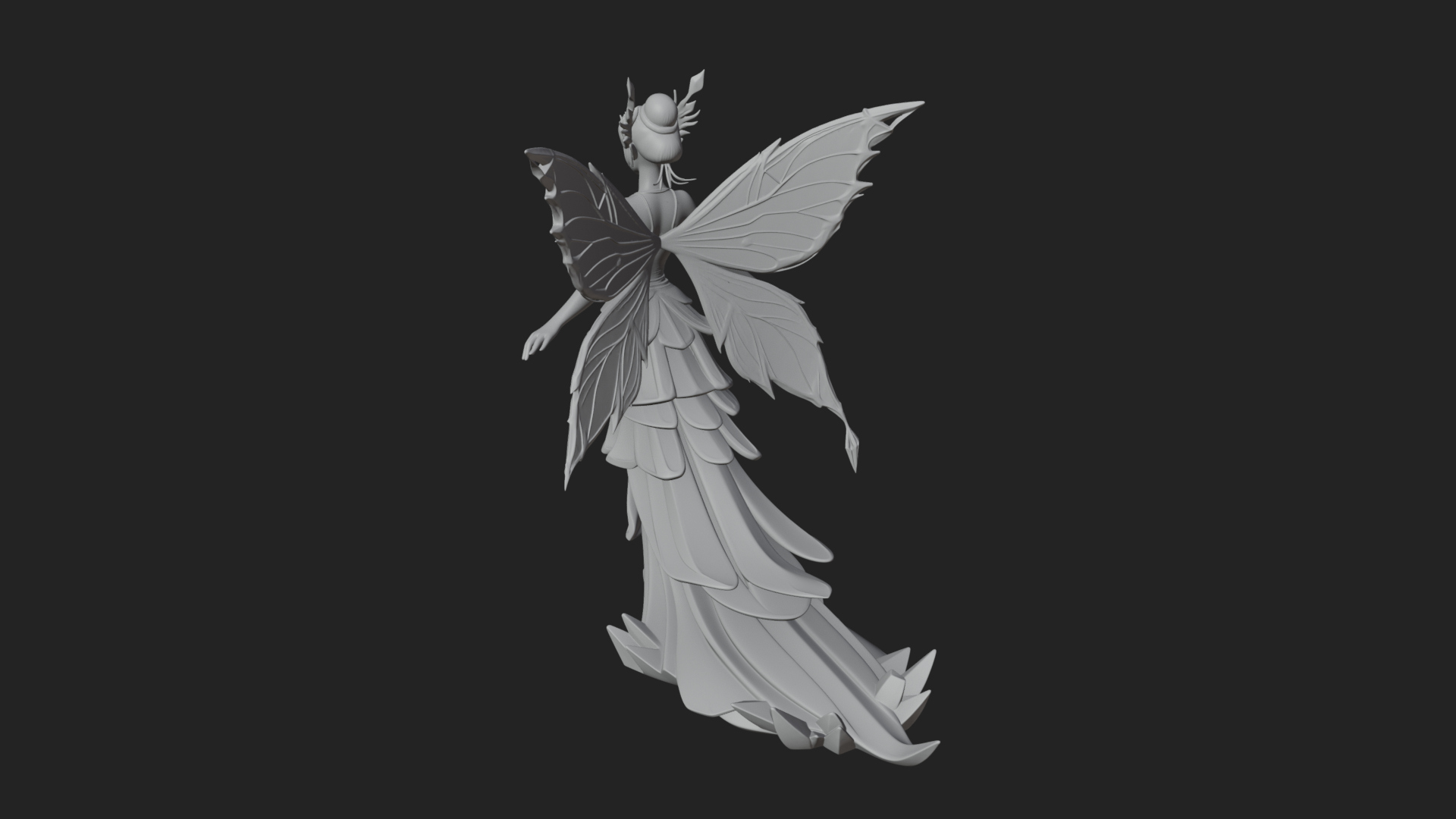 Butterfly Wing Fairy Statue Design 8 3D Print Model 3D Model