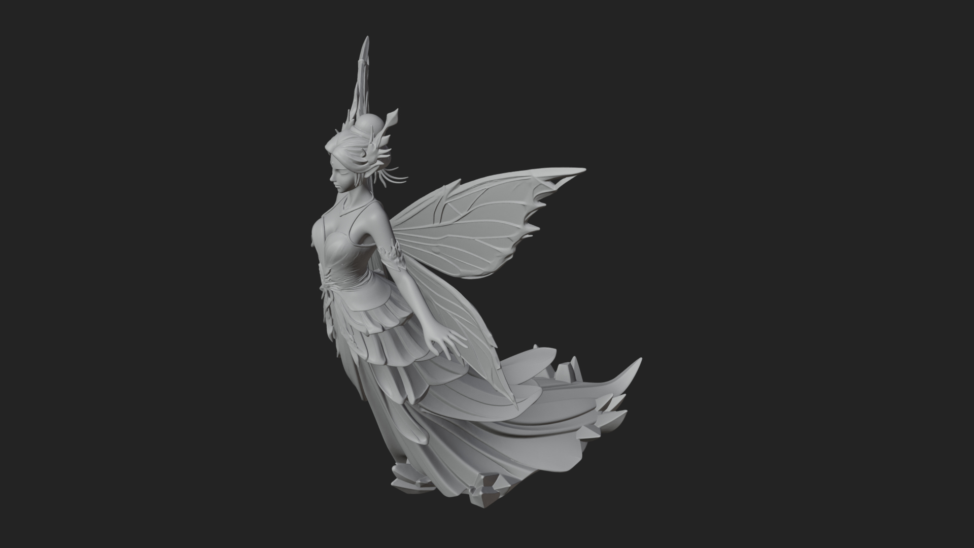 Butterfly Wing Fairy Statue Design 8 3D Print Model 3D Model