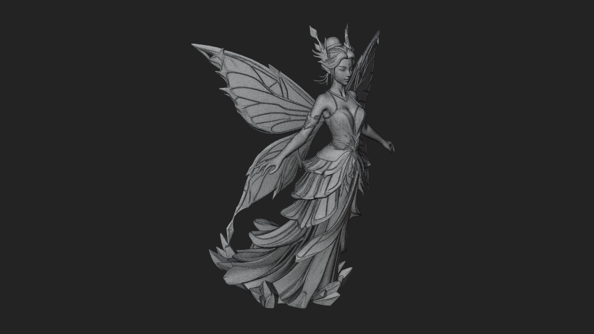 Butterfly Wing Fairy Statue Design 8 3D Print Model 3D Model