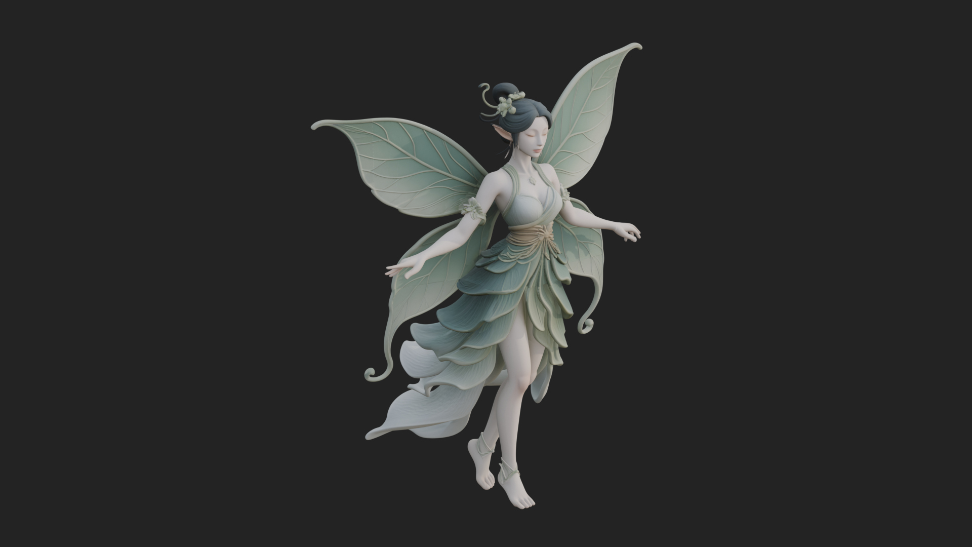 Butterfly Wing Fairy Statue Design 9 3D Print Model 3D Model