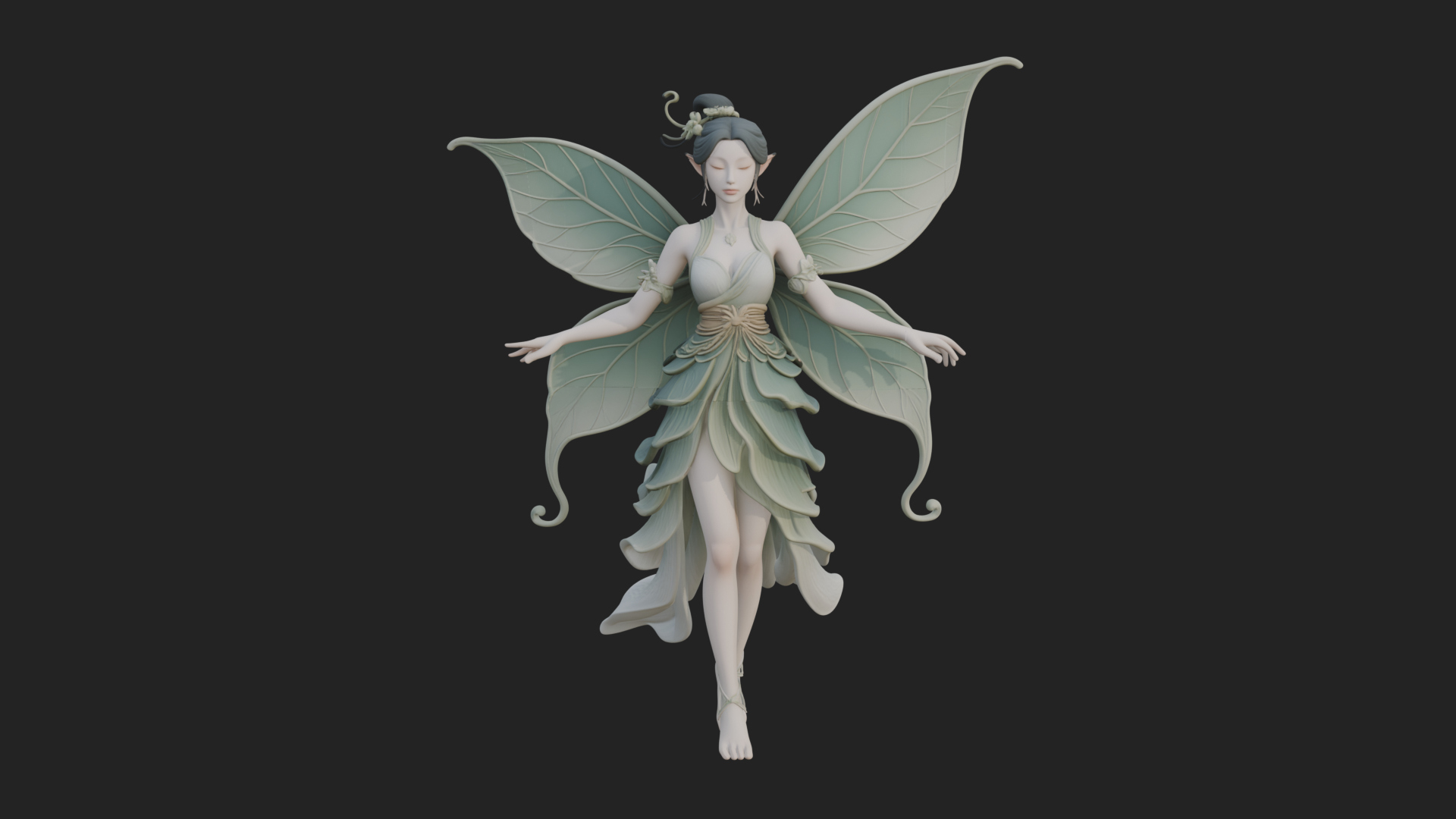 Butterfly Wing Fairy Statue Design 9 3D Print Model 3D Model