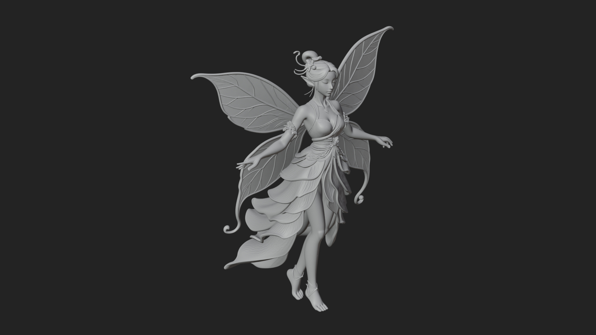 Butterfly Wing Fairy Statue Design 9 3D Print Model 3D Model