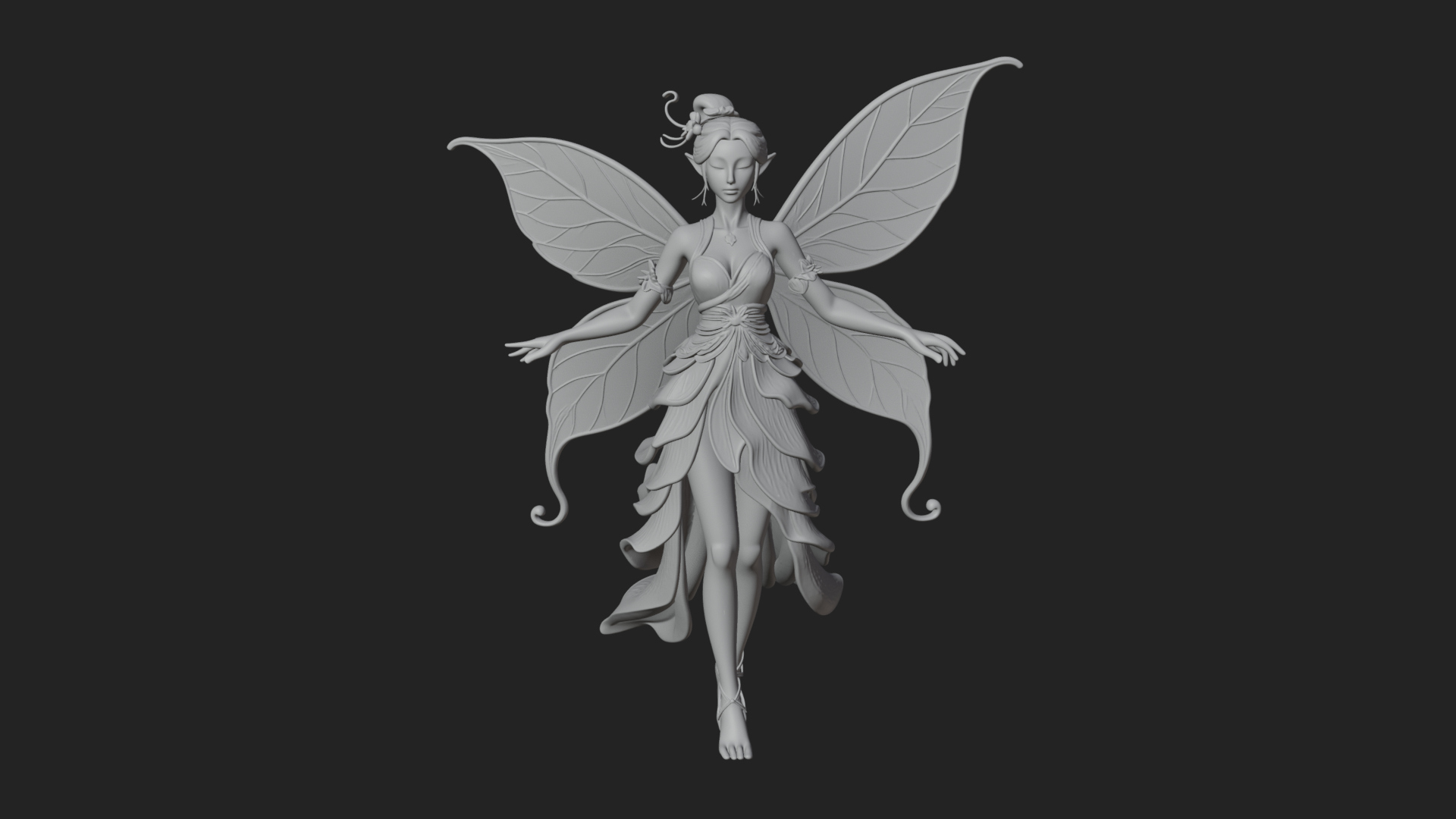 Butterfly Wing Fairy Statue Design 9 3D Print Model 3D Model