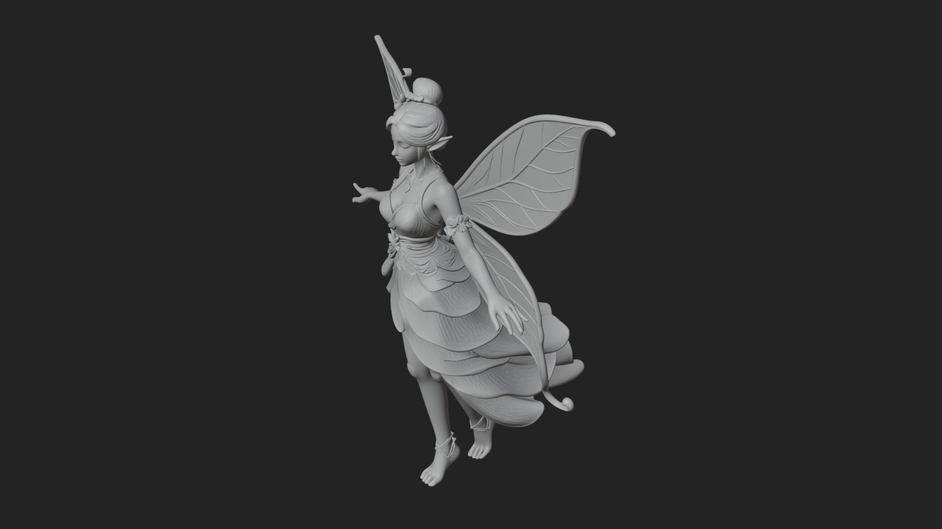 Butterfly Wing Fairy Statue Design 9 3D Print Model 3D Model