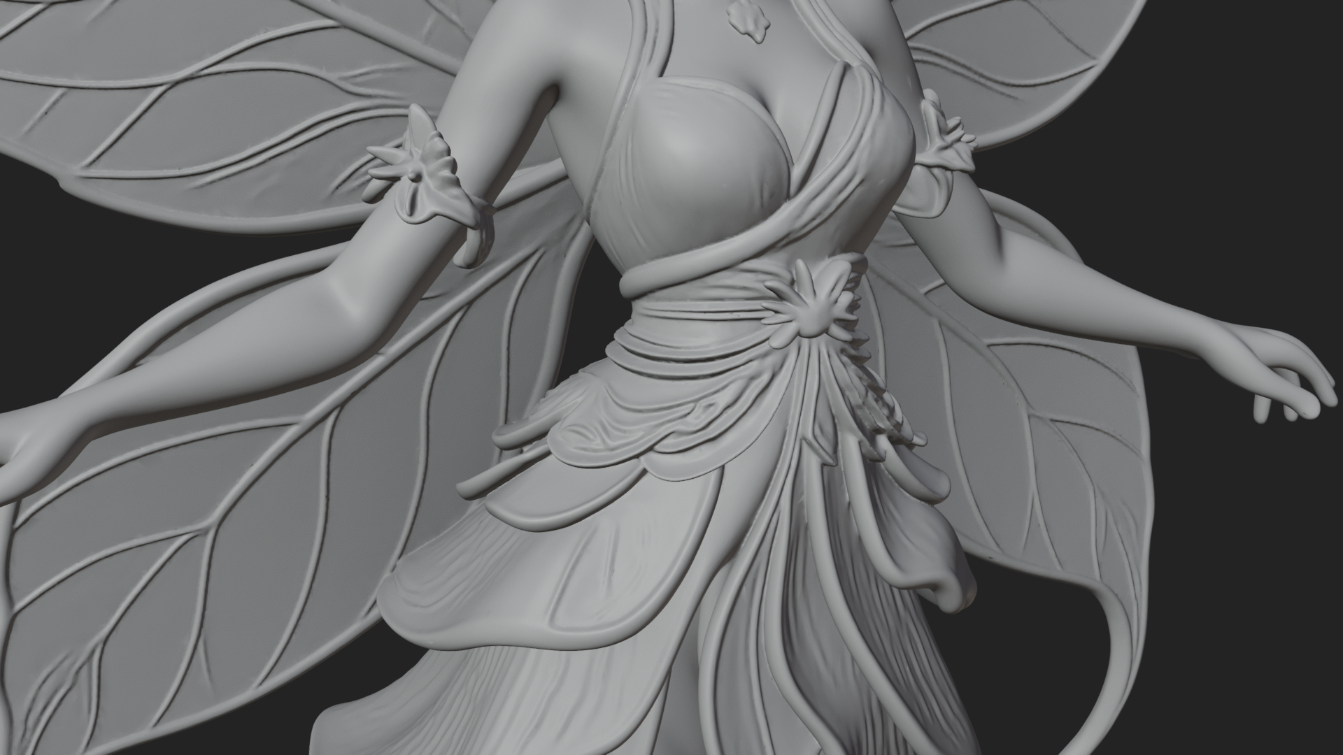 Butterfly Wing Fairy Statue Design 9 3D Print Model 3D Model