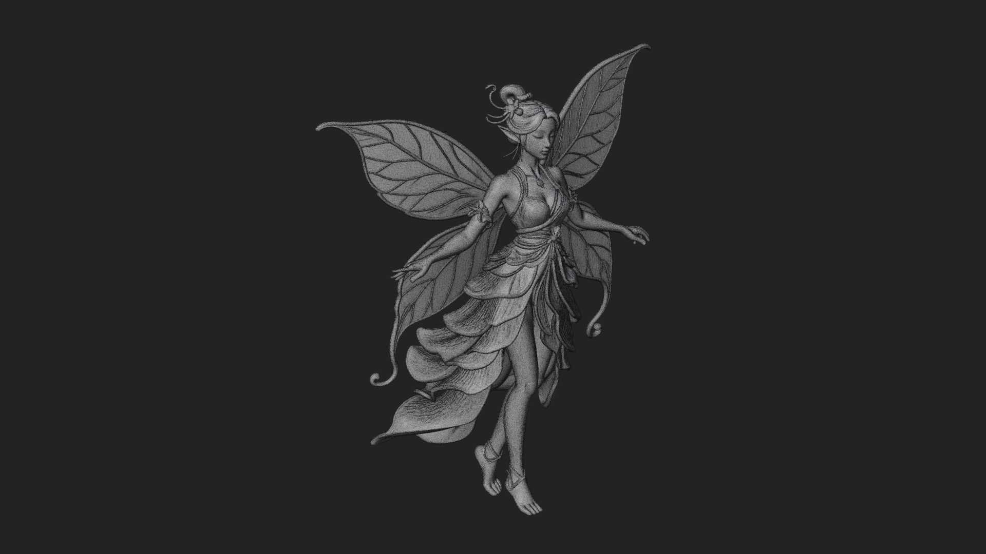 Butterfly Wing Fairy Statue Design 9 3D Print Model 3D Model