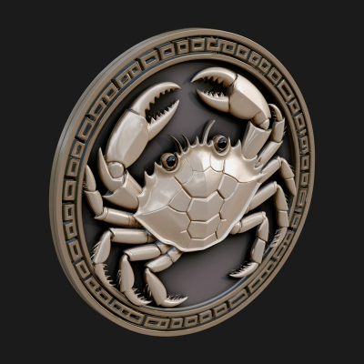 Cancer Crab Zodiac Pendant Design 3 3D Print Model