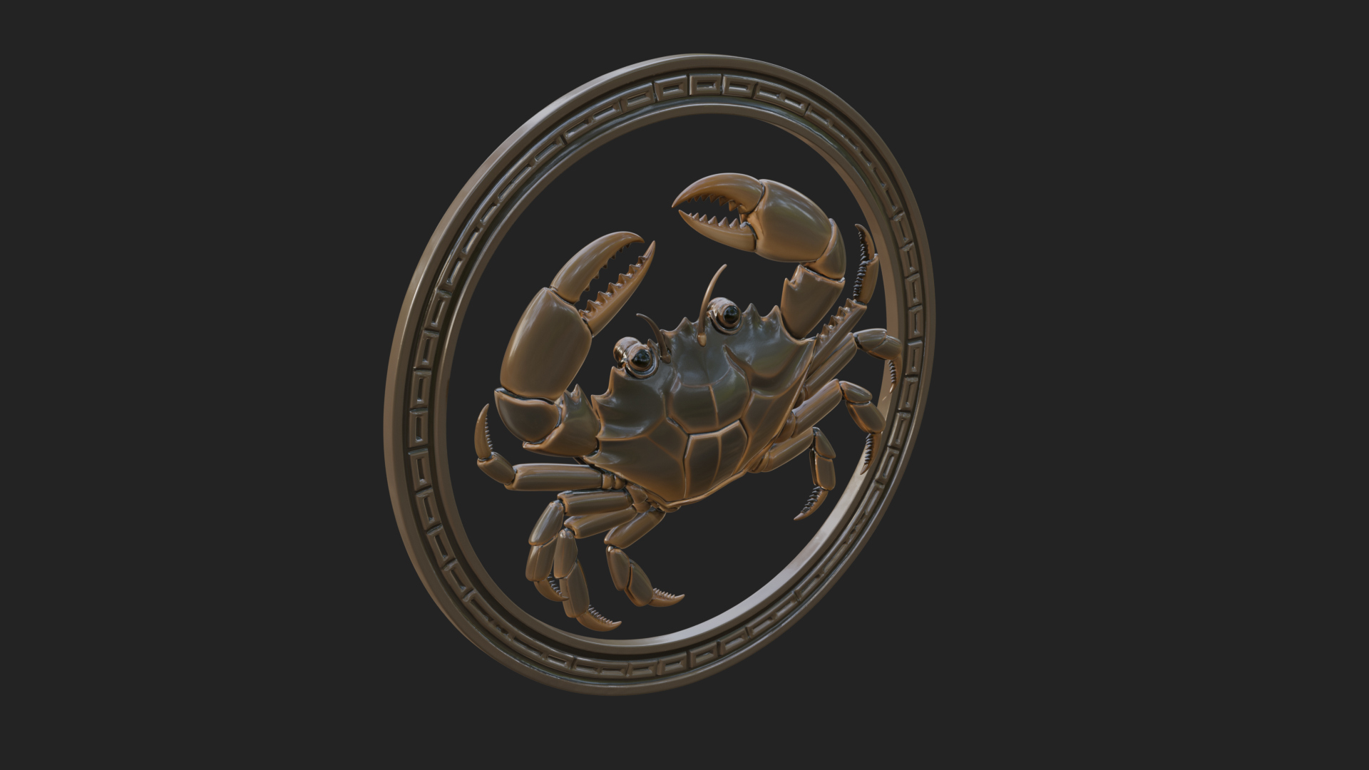 Cancer Crab Zodiac Pendant Design 4 3D Print Model 3D Model