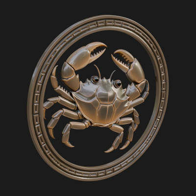Cancer Crab Zodiac Pendant Design 4 3D Print Model