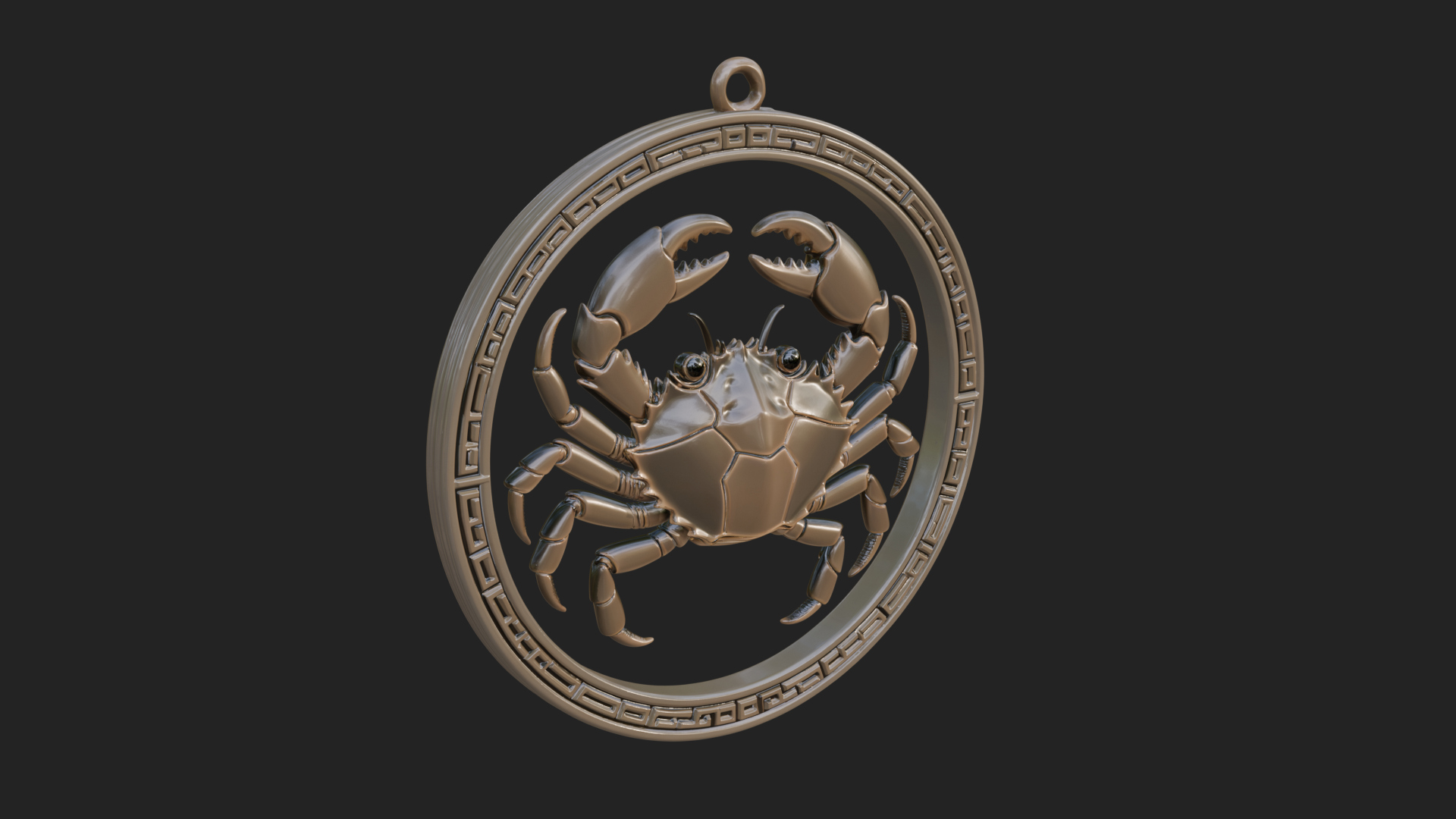 Cancer Zodiac Relief Medallion Pendant Design 5 3D Print Mod 3D Model