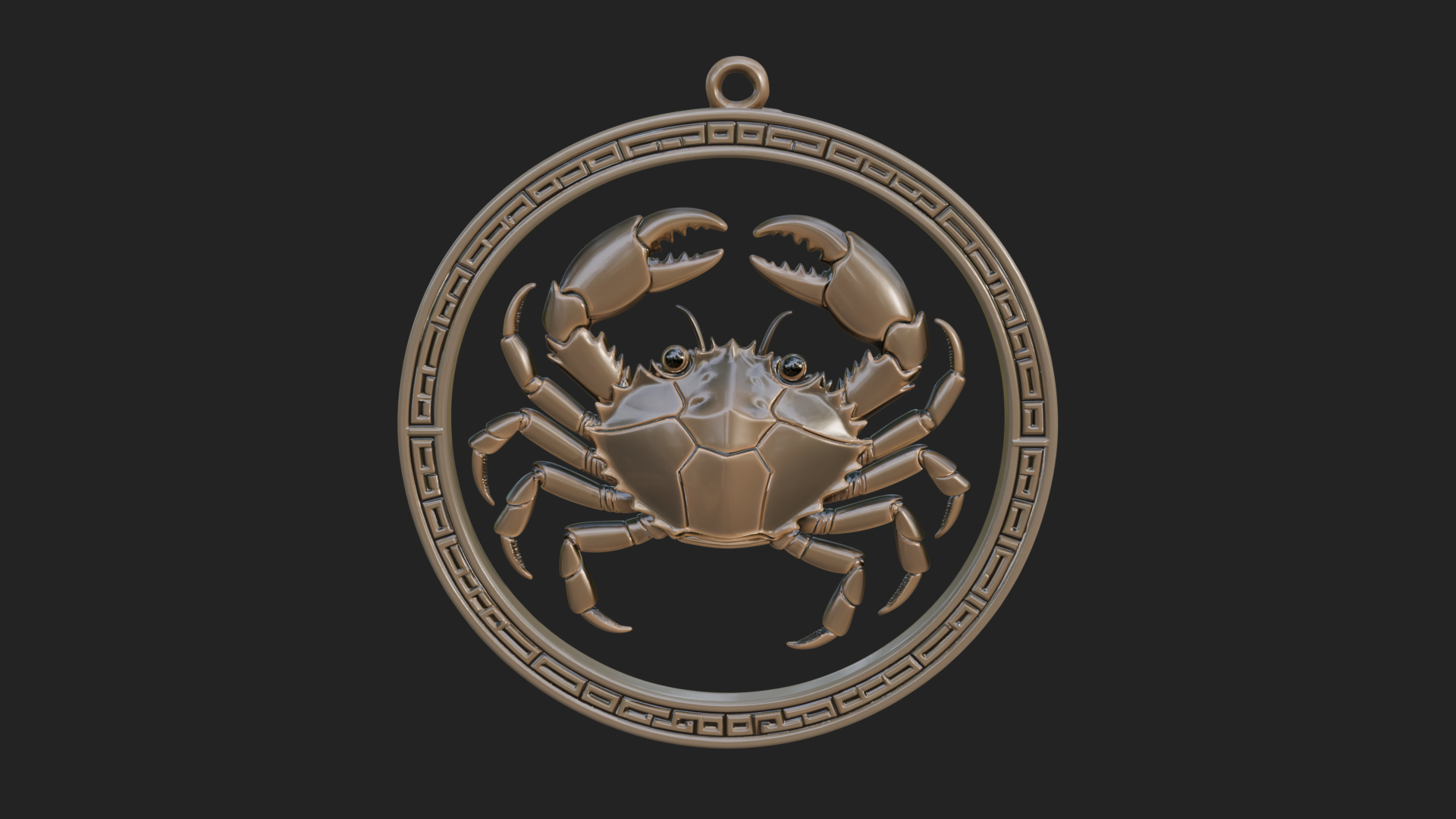 Cancer Zodiac Relief Medallion Pendant Design 5 3D Print Mod 3D Model