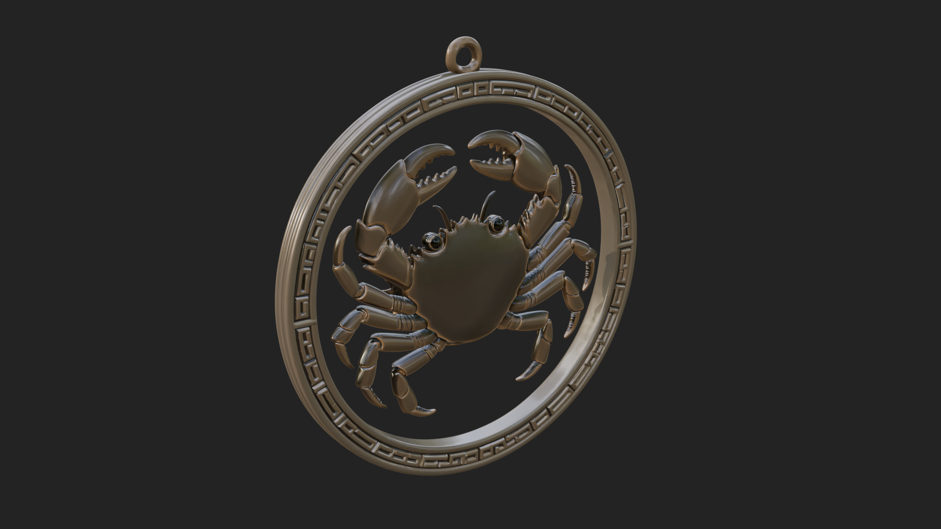 Cancer Zodiac Relief Medallion Pendant Design 5 3D Print Mod 3D Model