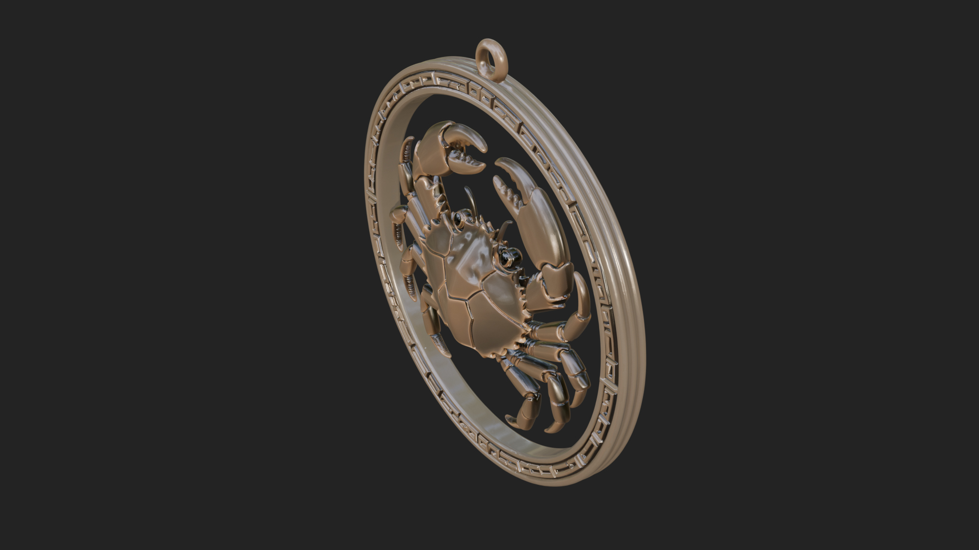 Cancer Zodiac Relief Medallion Pendant Design 5 3D Print Mod 3D Model