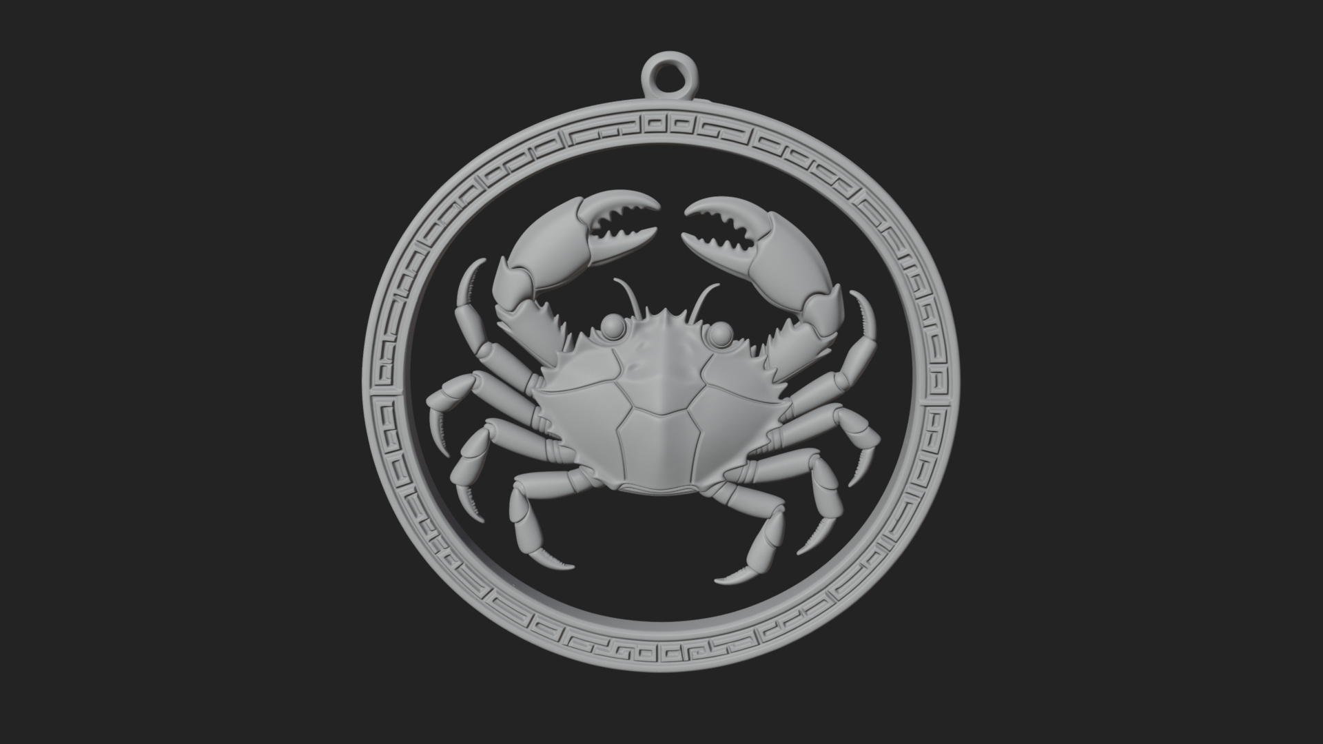Cancer Zodiac Relief Medallion Pendant Design 5 3D Print Mod 3D Model