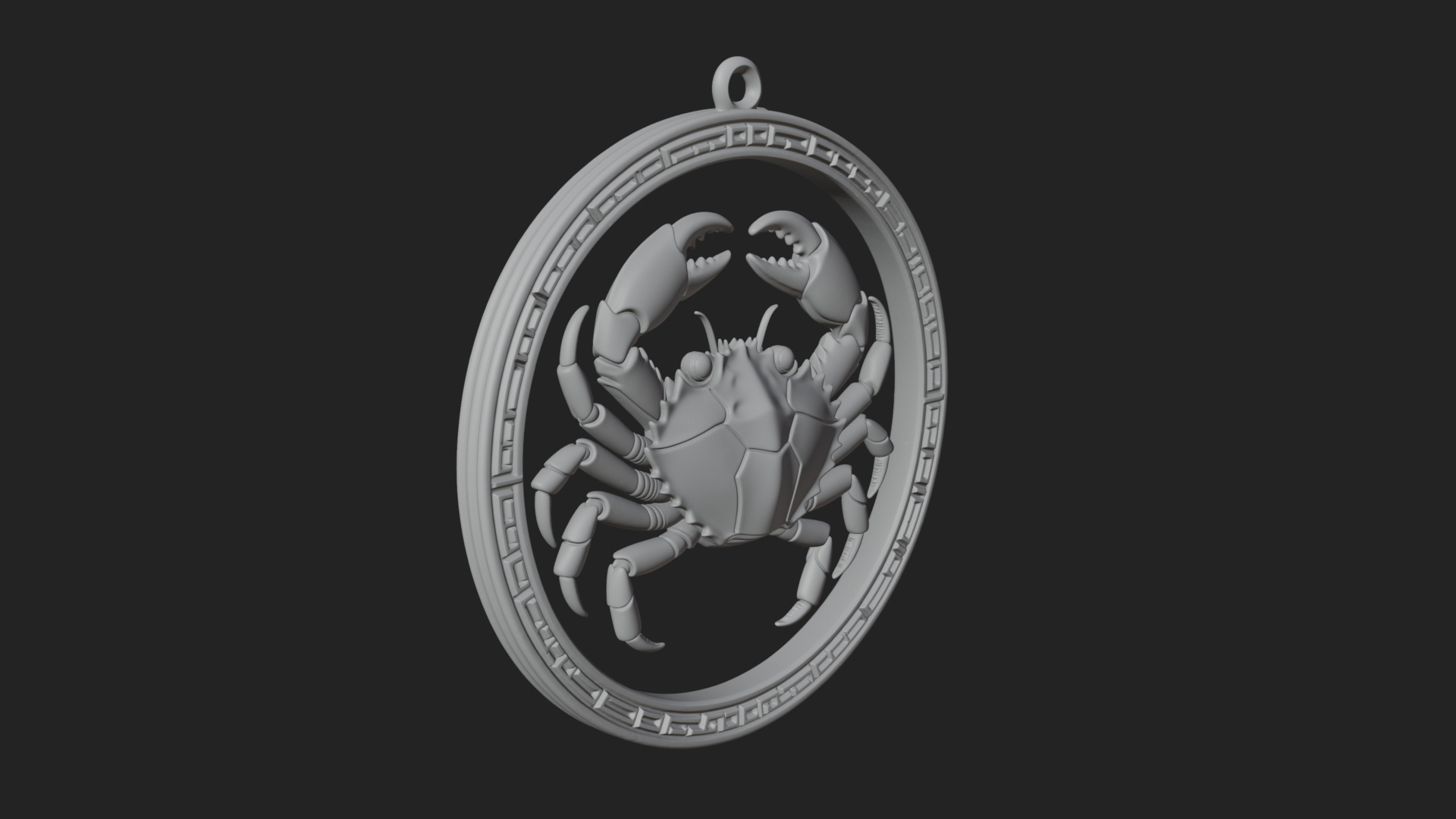 Cancer Zodiac Relief Medallion Pendant Design 5 3D Print Mod 3D Model
