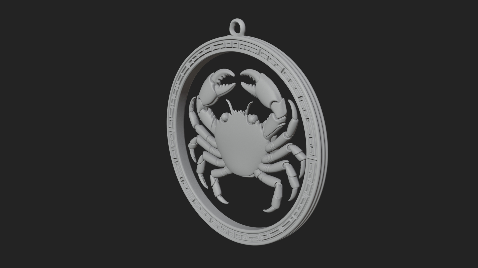 Cancer Zodiac Relief Medallion Pendant Design 5 3D Print Mod 3D Model