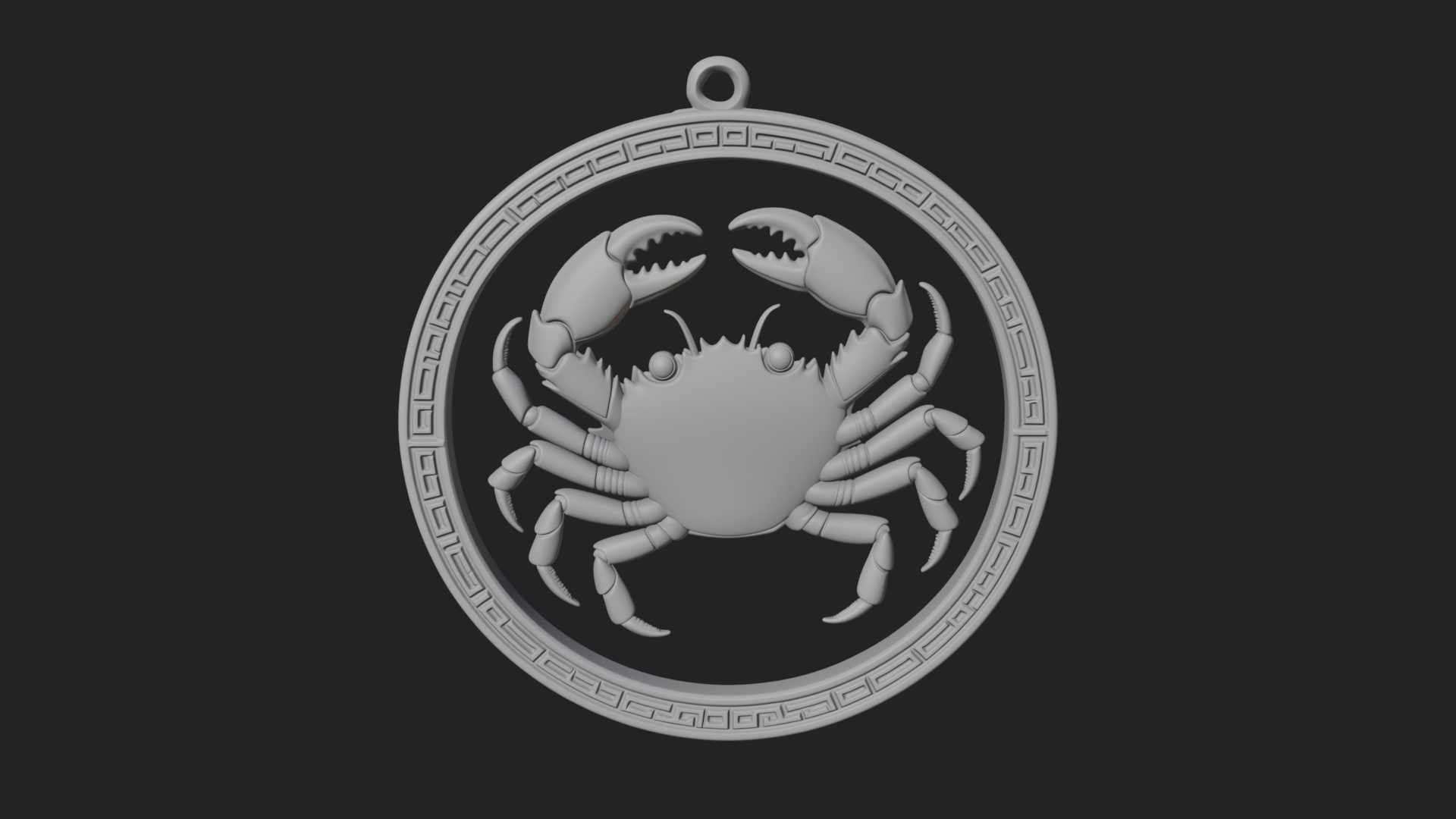 Cancer Zodiac Relief Medallion Pendant Design 5 3D Print Mod 3D Model