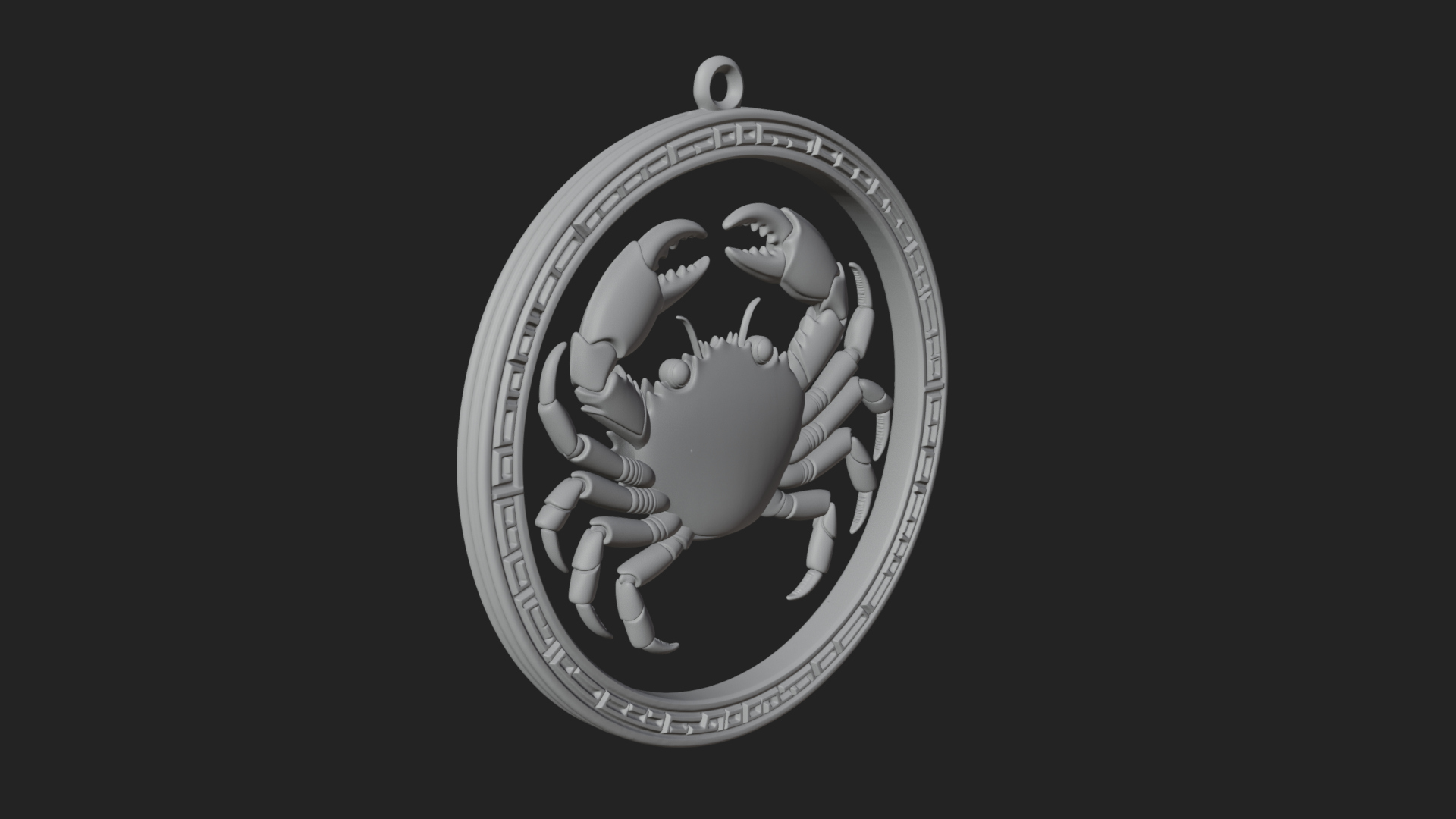 Cancer Zodiac Relief Medallion Pendant Design 5 3D Print Mod 3D Model