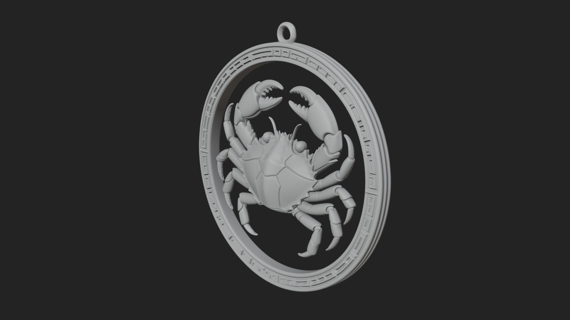 Cancer Zodiac Relief Medallion Pendant Design 5 3D Print Mod 3D Model