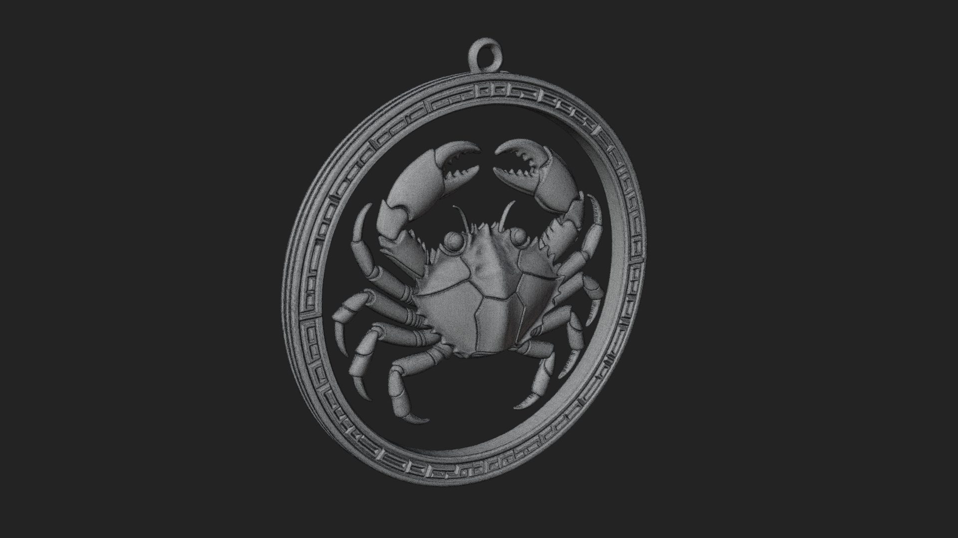 Cancer Zodiac Relief Medallion Pendant Design 5 3D Print Mod 3D Model