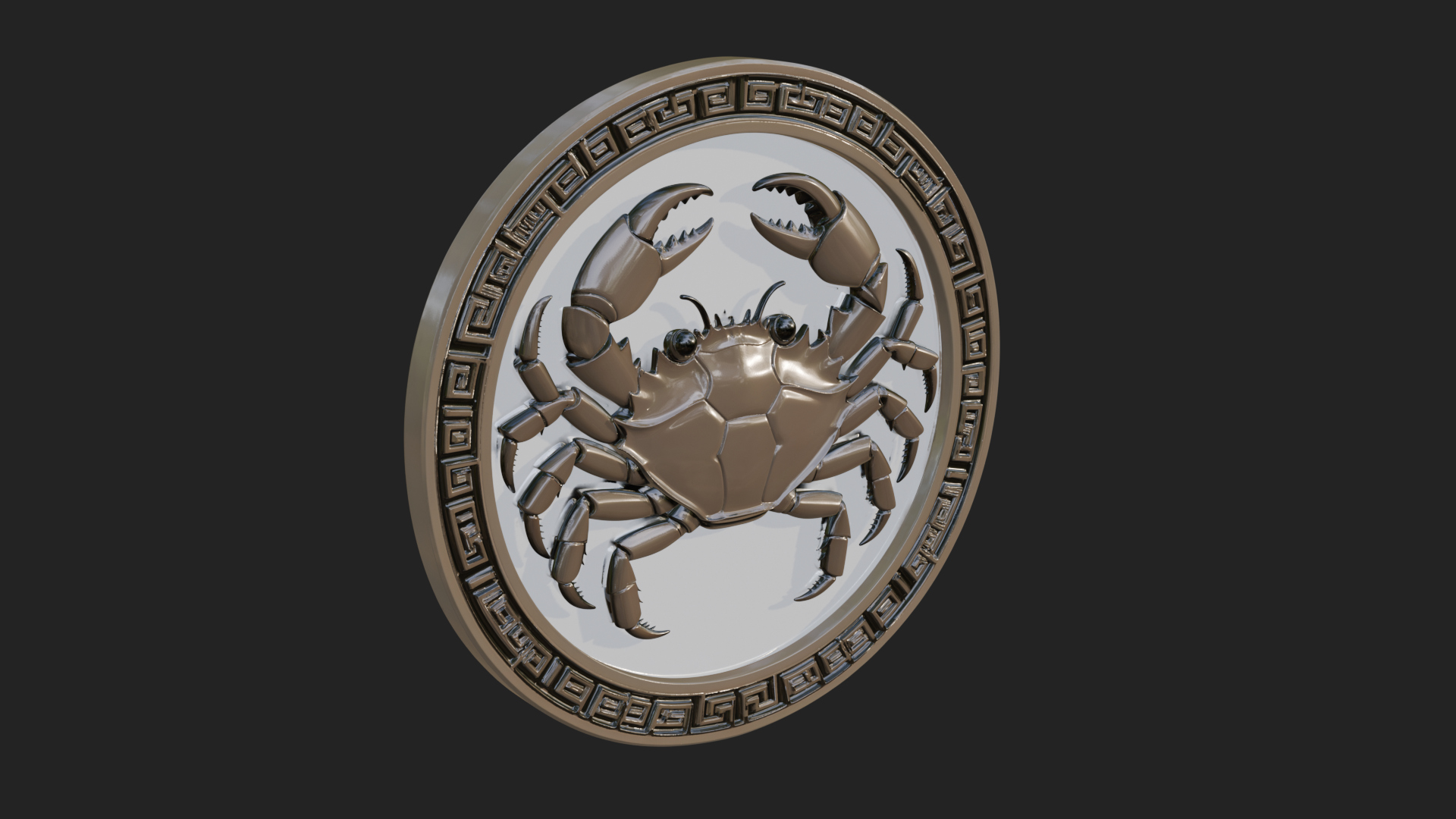 Cancer Zodiac Relief Medallion Pendant Design 6 3D Print Mod 3D Model