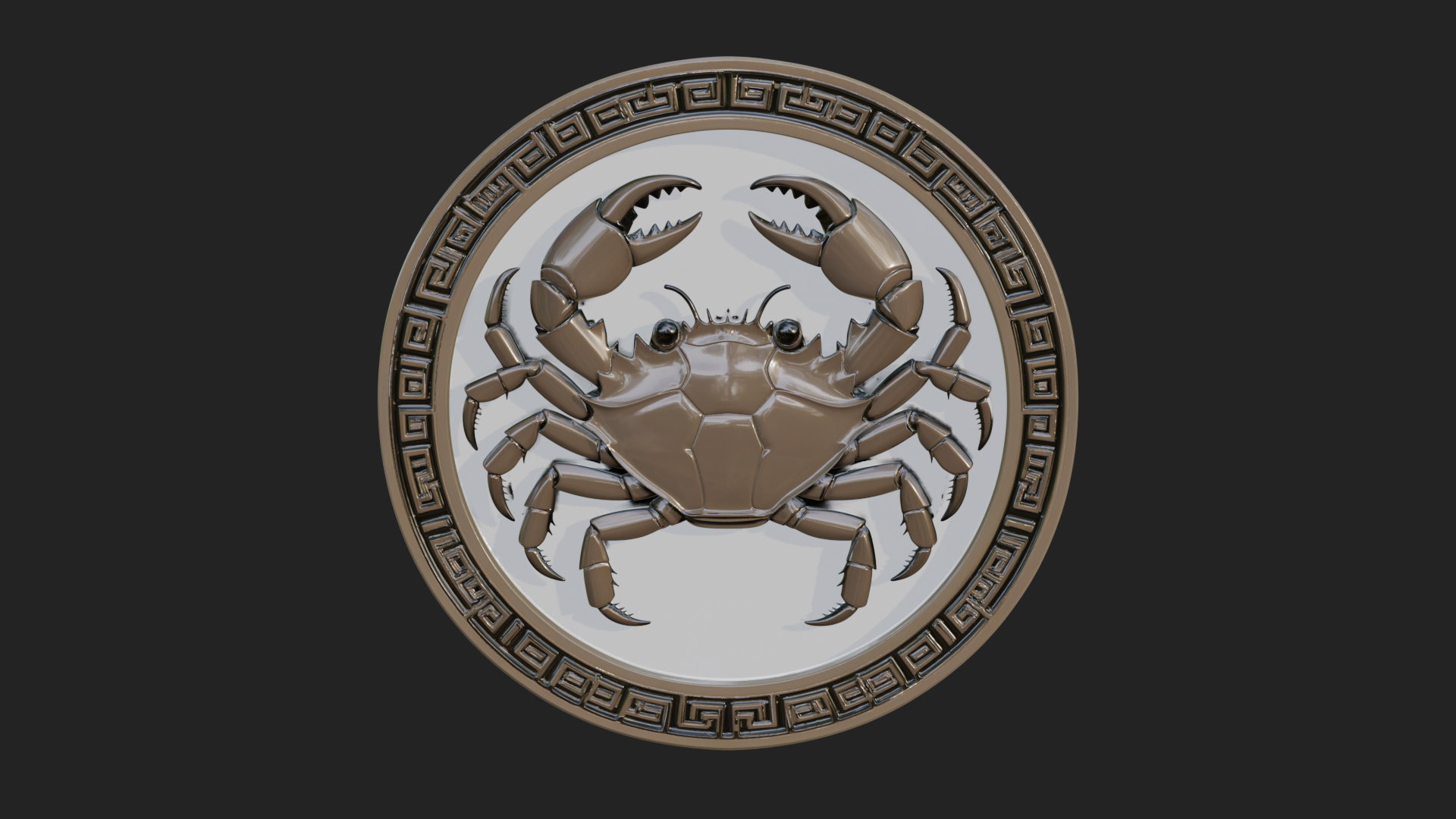 Cancer Zodiac Relief Medallion Pendant Design 6 3D Print Mod 3D Model