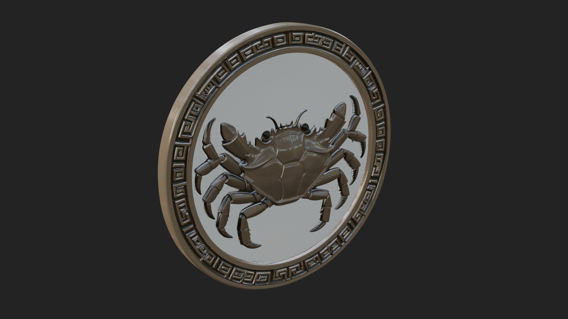 Cancer Zodiac Relief Medallion Pendant Design 6 3D Print Mod 3D Model