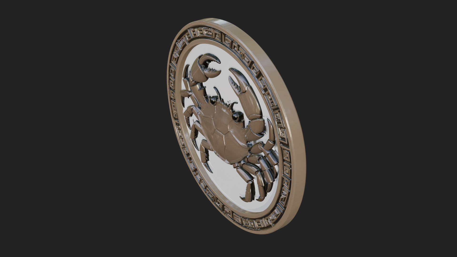 Cancer Zodiac Relief Medallion Pendant Design 6 3D Print Mod 3D Model