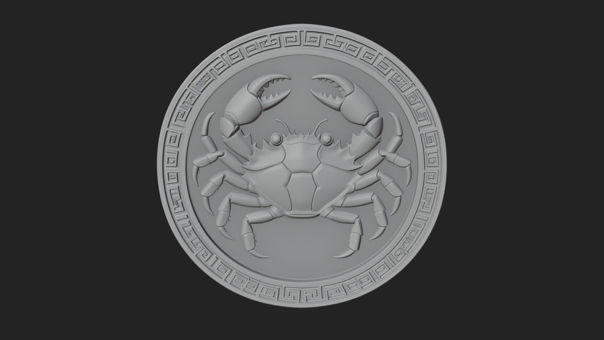 Cancer Zodiac Relief Medallion Pendant Design 6 3D Print Mod 3D Model