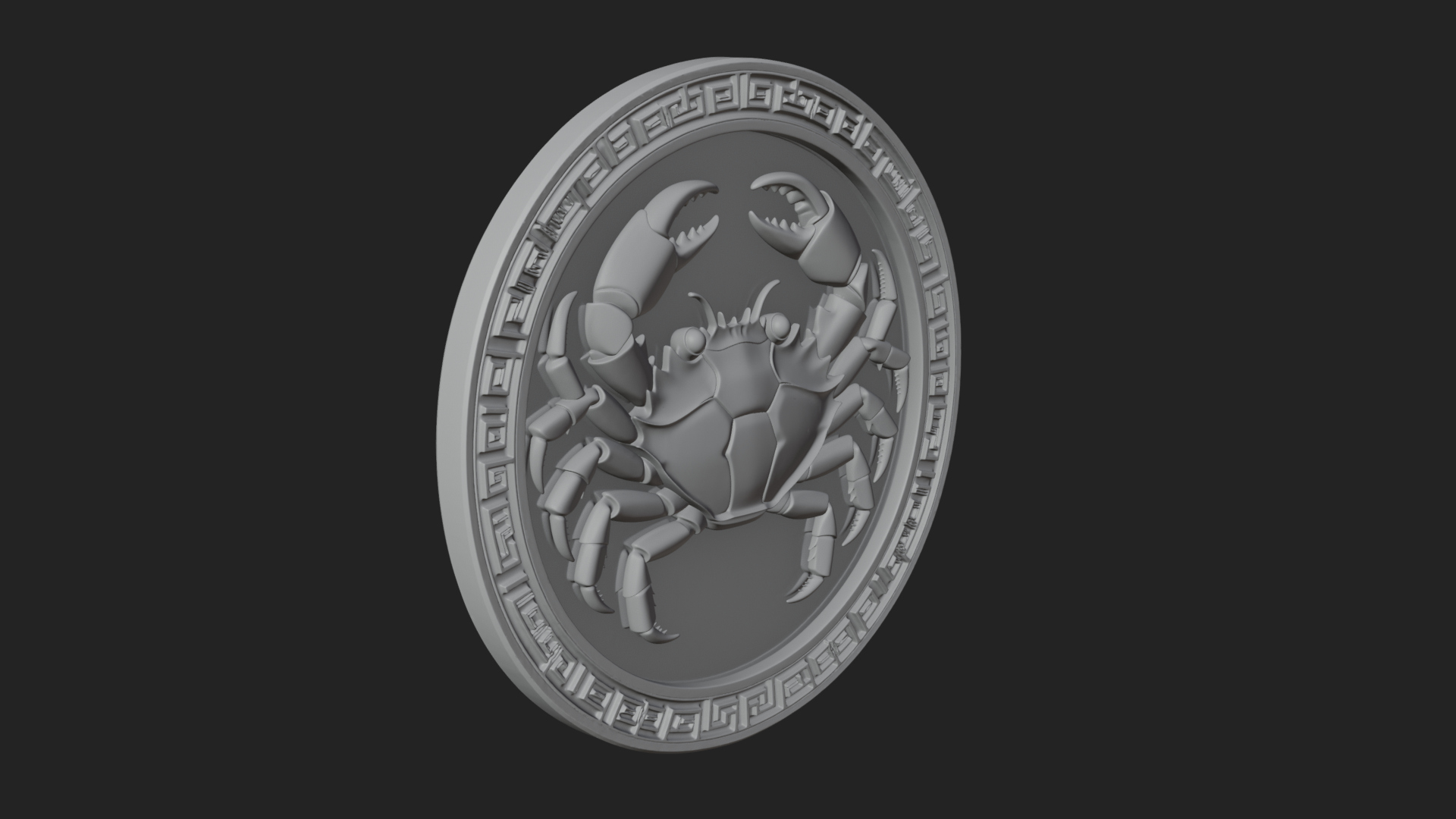 Cancer Zodiac Relief Medallion Pendant Design 6 3D Print Mod 3D Model