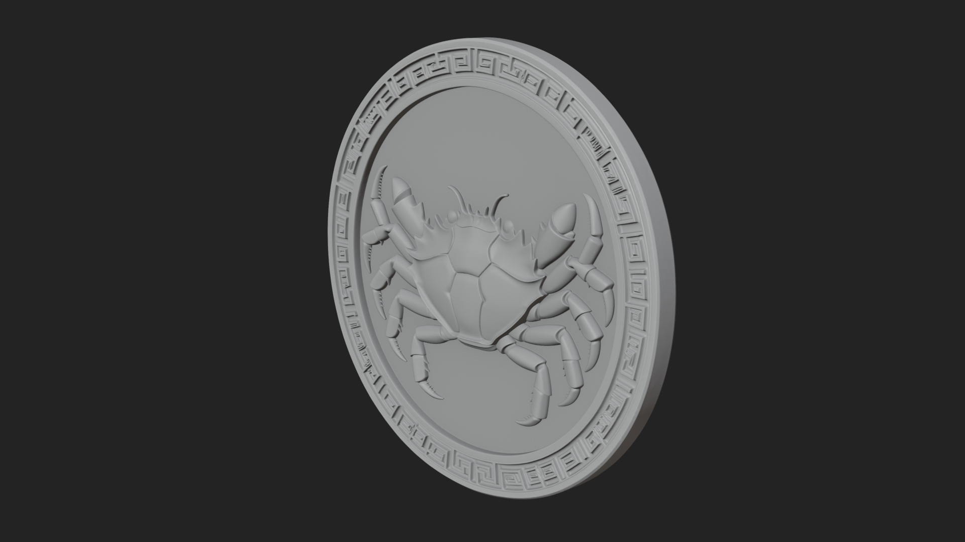 Cancer Zodiac Relief Medallion Pendant Design 6 3D Print Mod 3D Model
