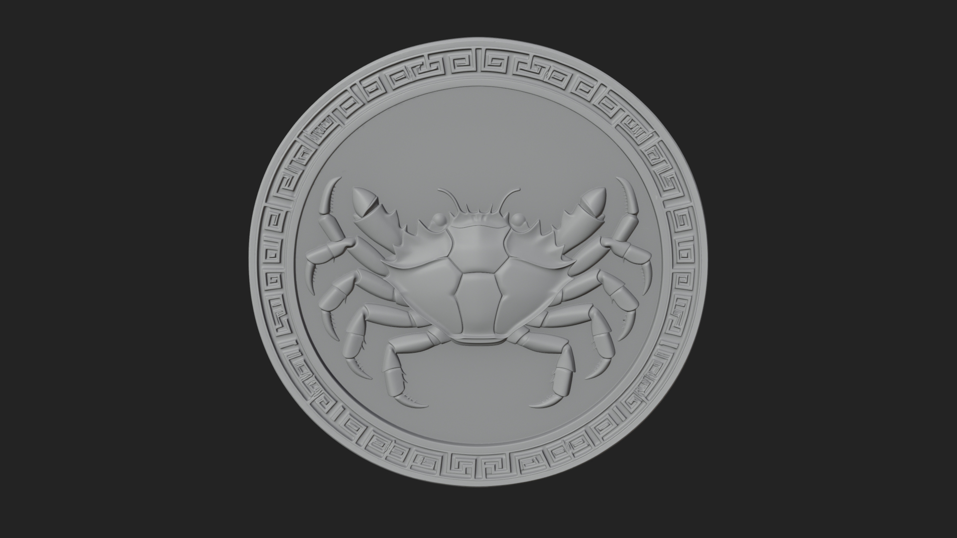 Cancer Zodiac Relief Medallion Pendant Design 6 3D Print Mod 3D Model