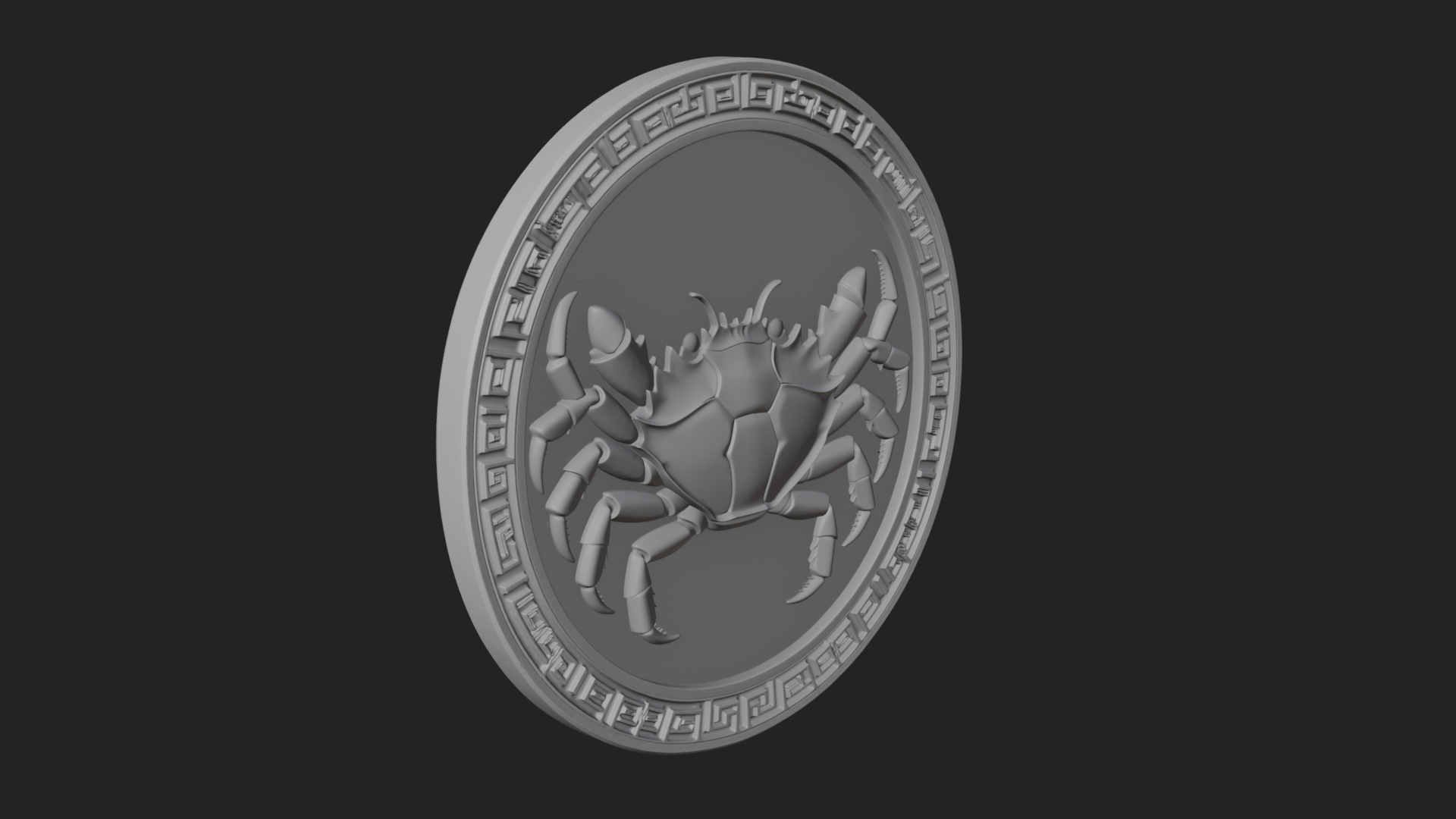 Cancer Zodiac Relief Medallion Pendant Design 6 3D Print Mod 3D Model