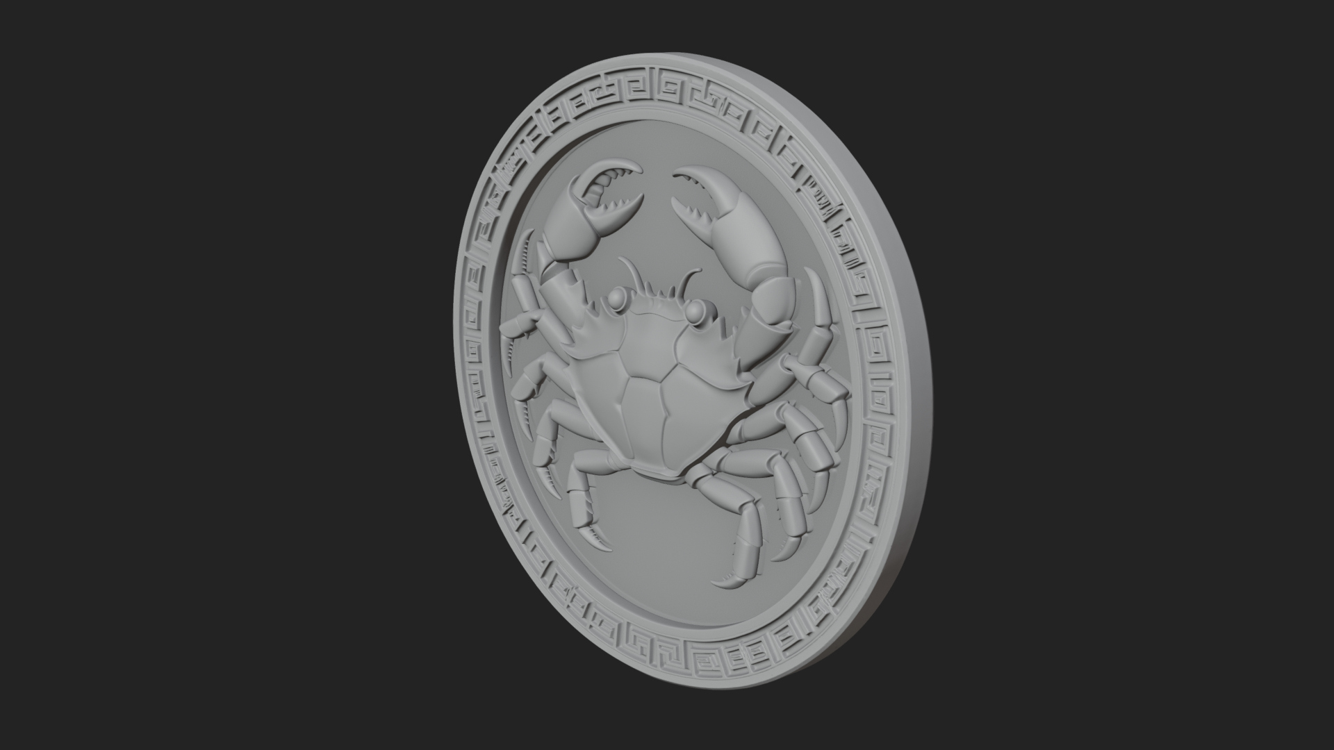 Cancer Zodiac Relief Medallion Pendant Design 6 3D Print Mod 3D Model