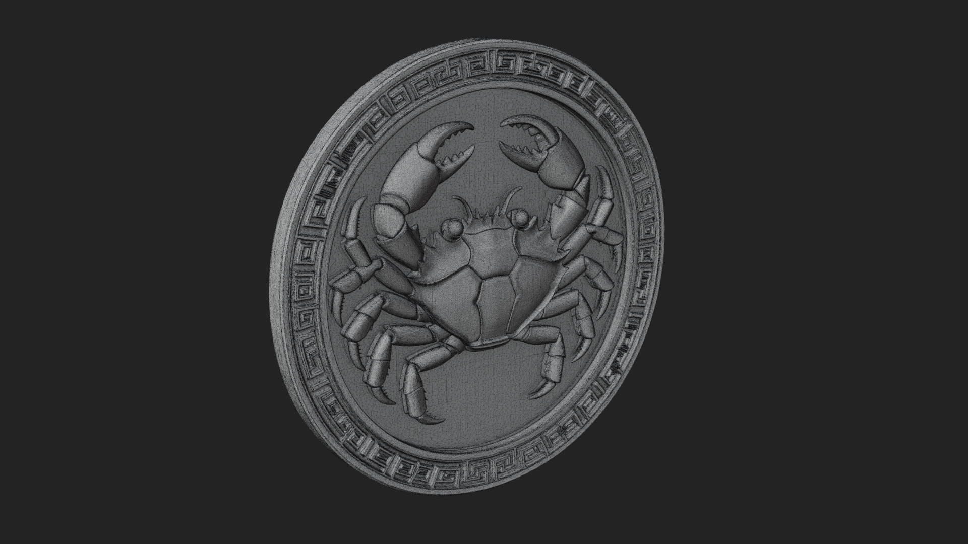 Cancer Zodiac Relief Medallion Pendant Design 6 3D Print Mod 3D Model