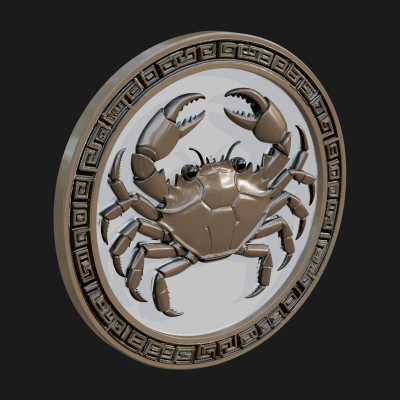 Cancer Zodiac Relief Medallion Pendant Design 6 3D Print Mod